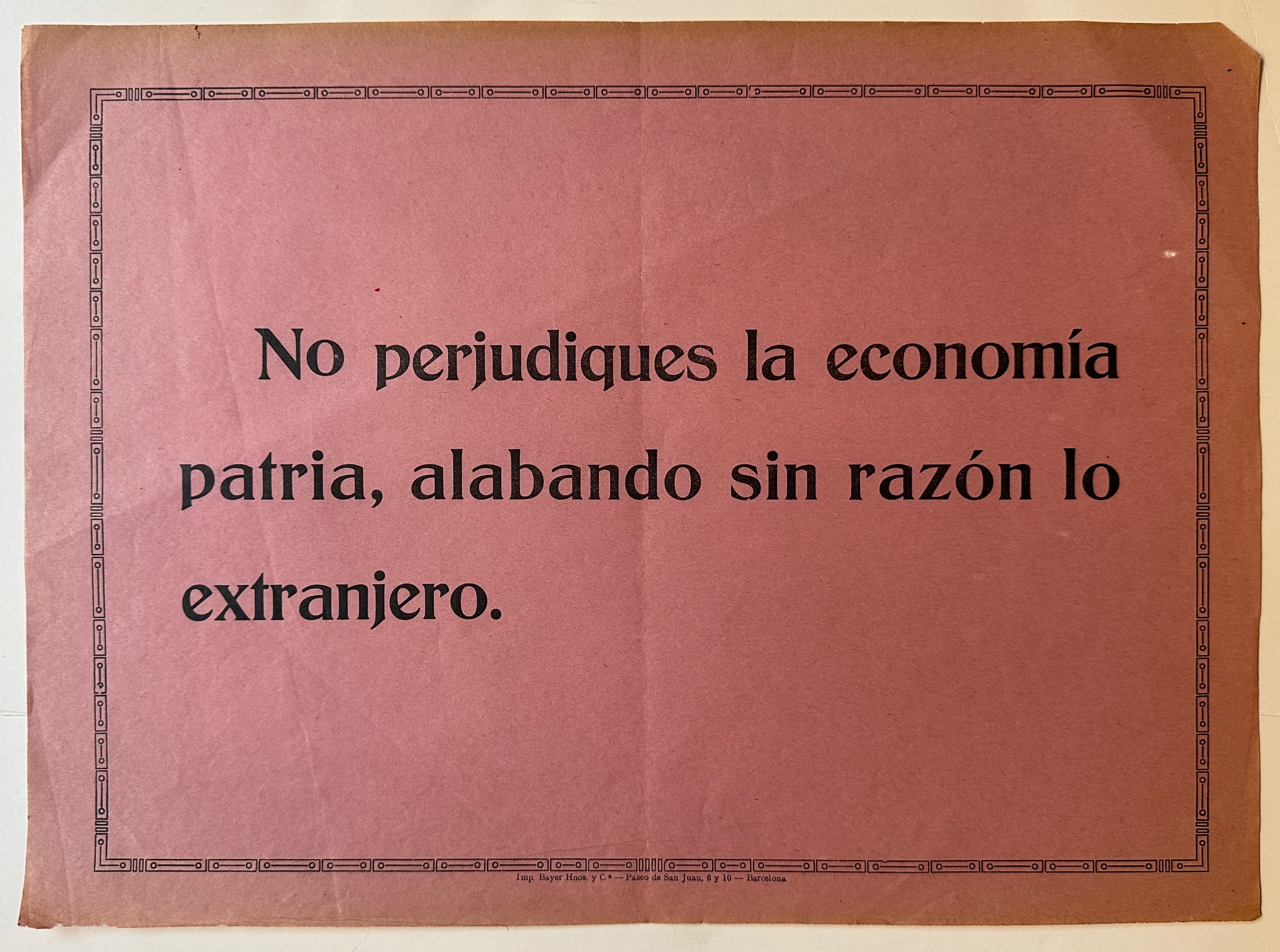 12.5x17.5 spanish civil war era poster promoting isolationist ideology and purchase of national goods, propaganda