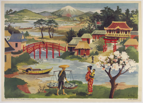 Link to  Japanese Village with a View of FujiFrance - c. 1950  Product