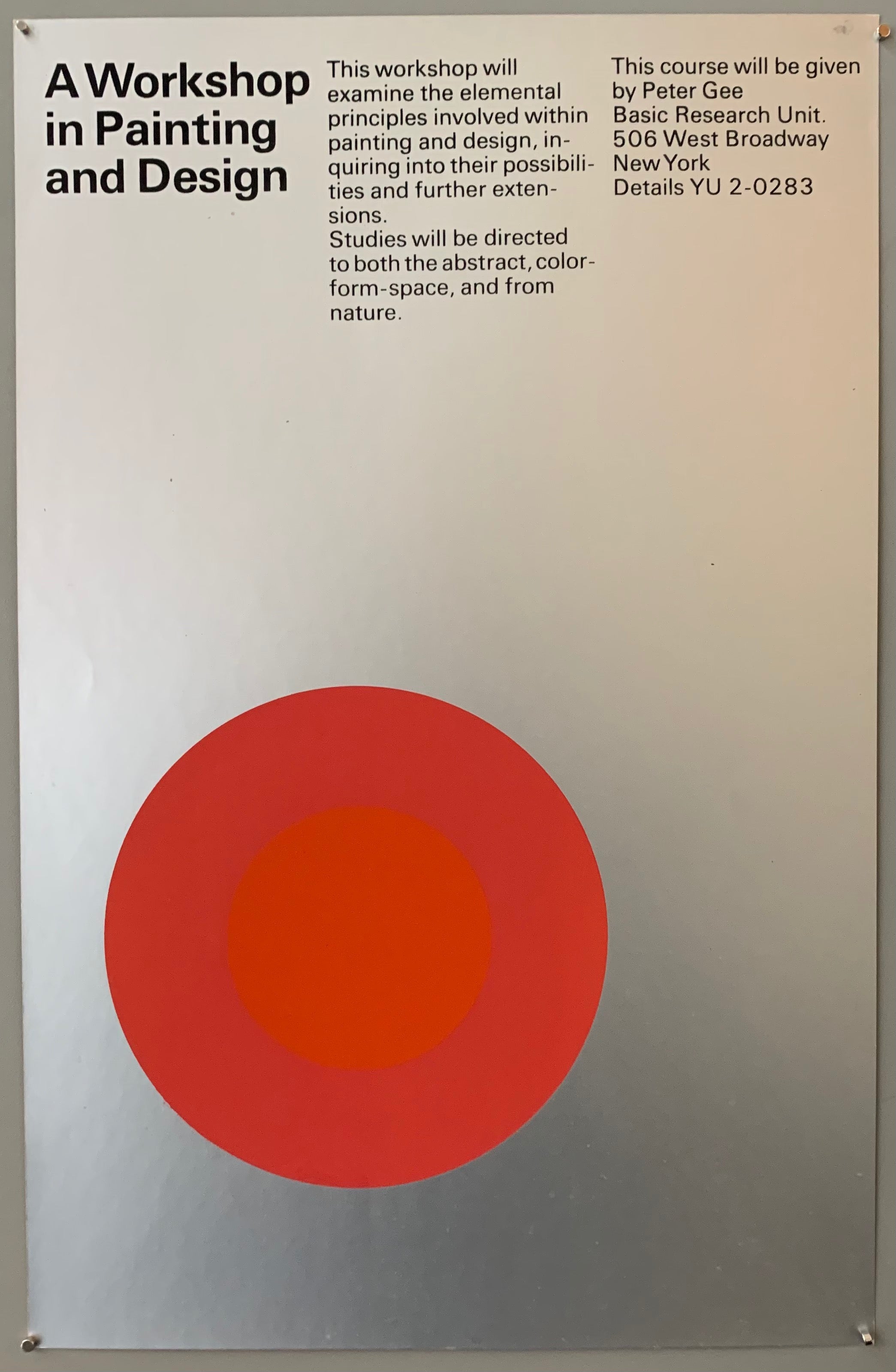 Silver poster with a pink and orange target