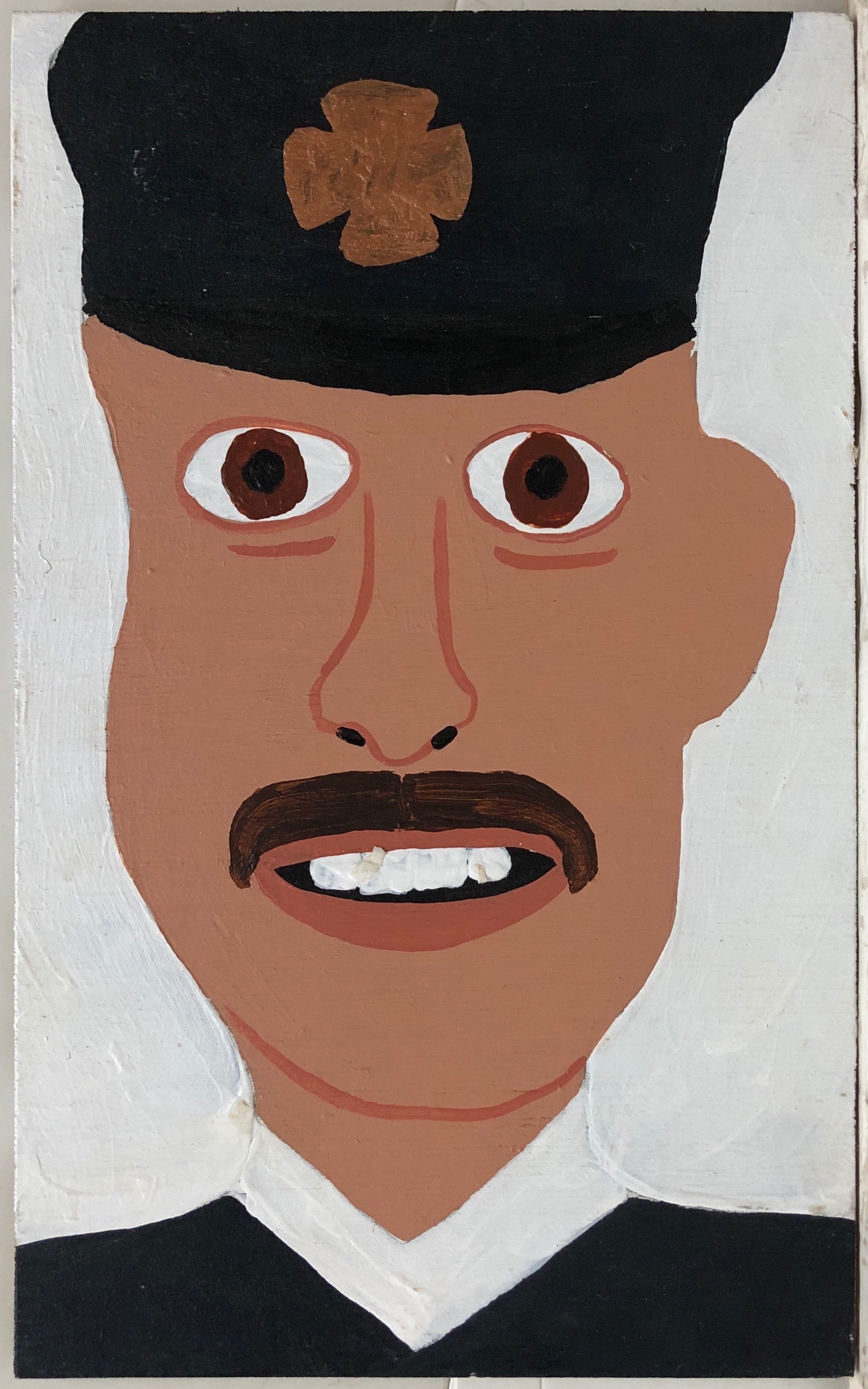 Portrait of Joseph Agnello in his firefighter's hat.