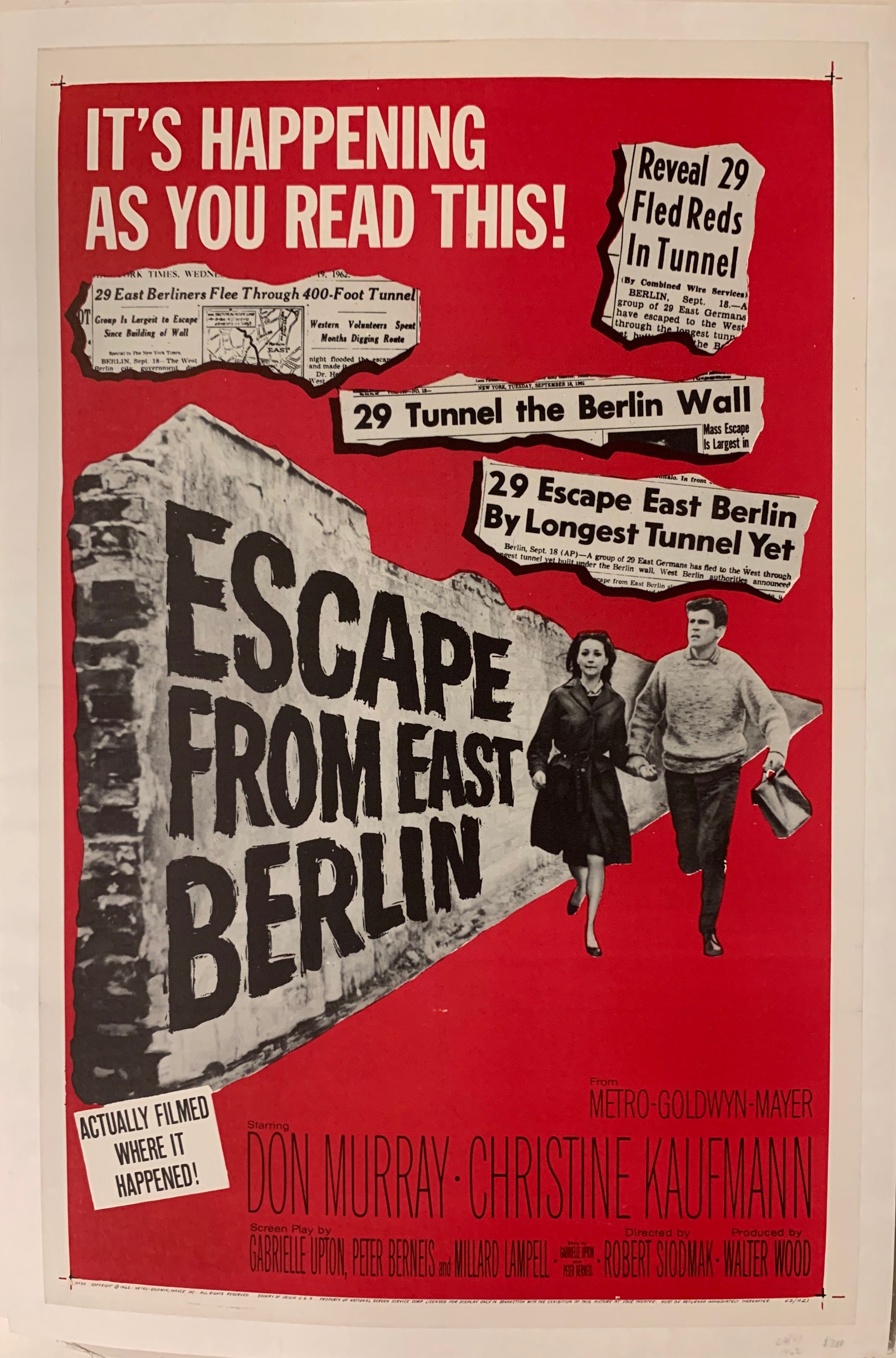 Escape From East Berlin Film Poster Escape From East Berlin Film Poster