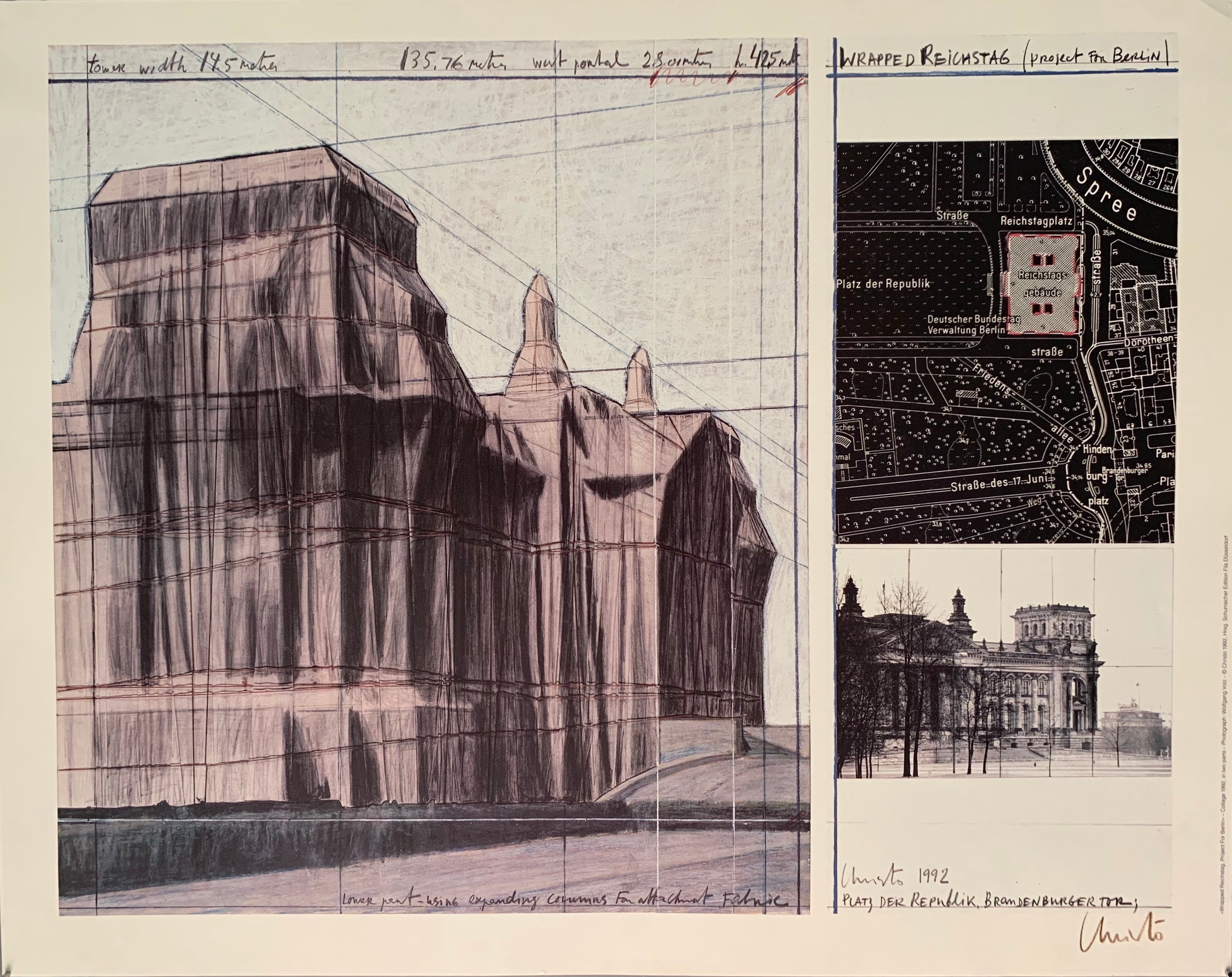 Christo in Berlin Wrapped Reichstag Plat Der Republik Poster