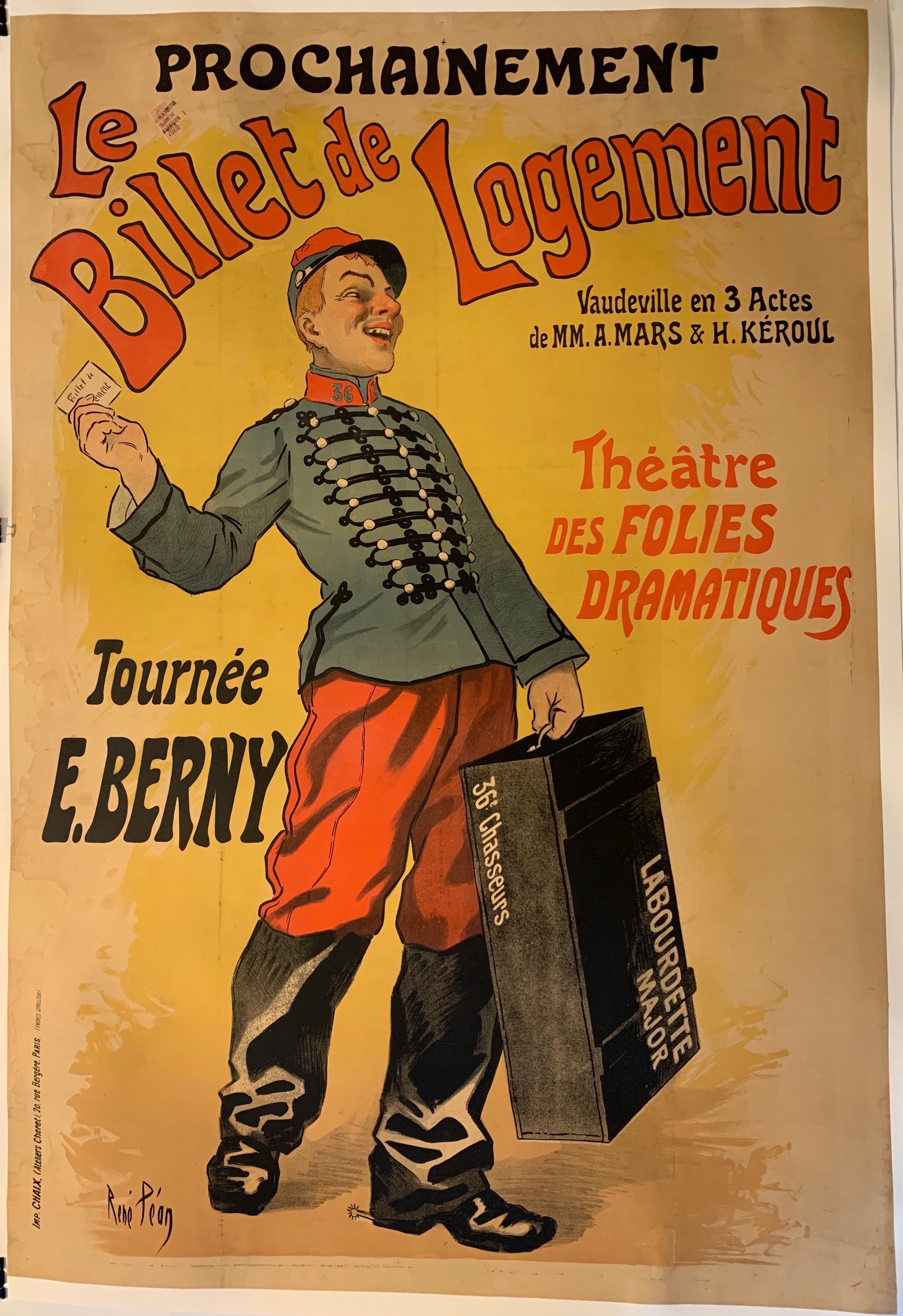Le Billet de Logement Théâtre des Folies Vintage Poster