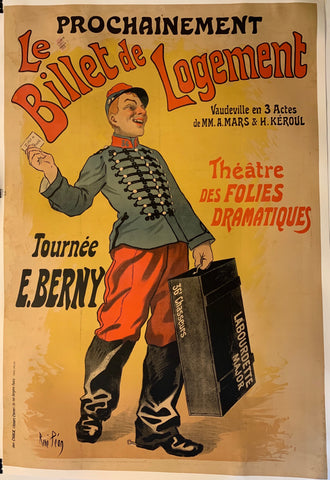 Link to Le Billet de Logement Théâtre des Folies Vintage PosterFrench Poster, c. 1885 Product