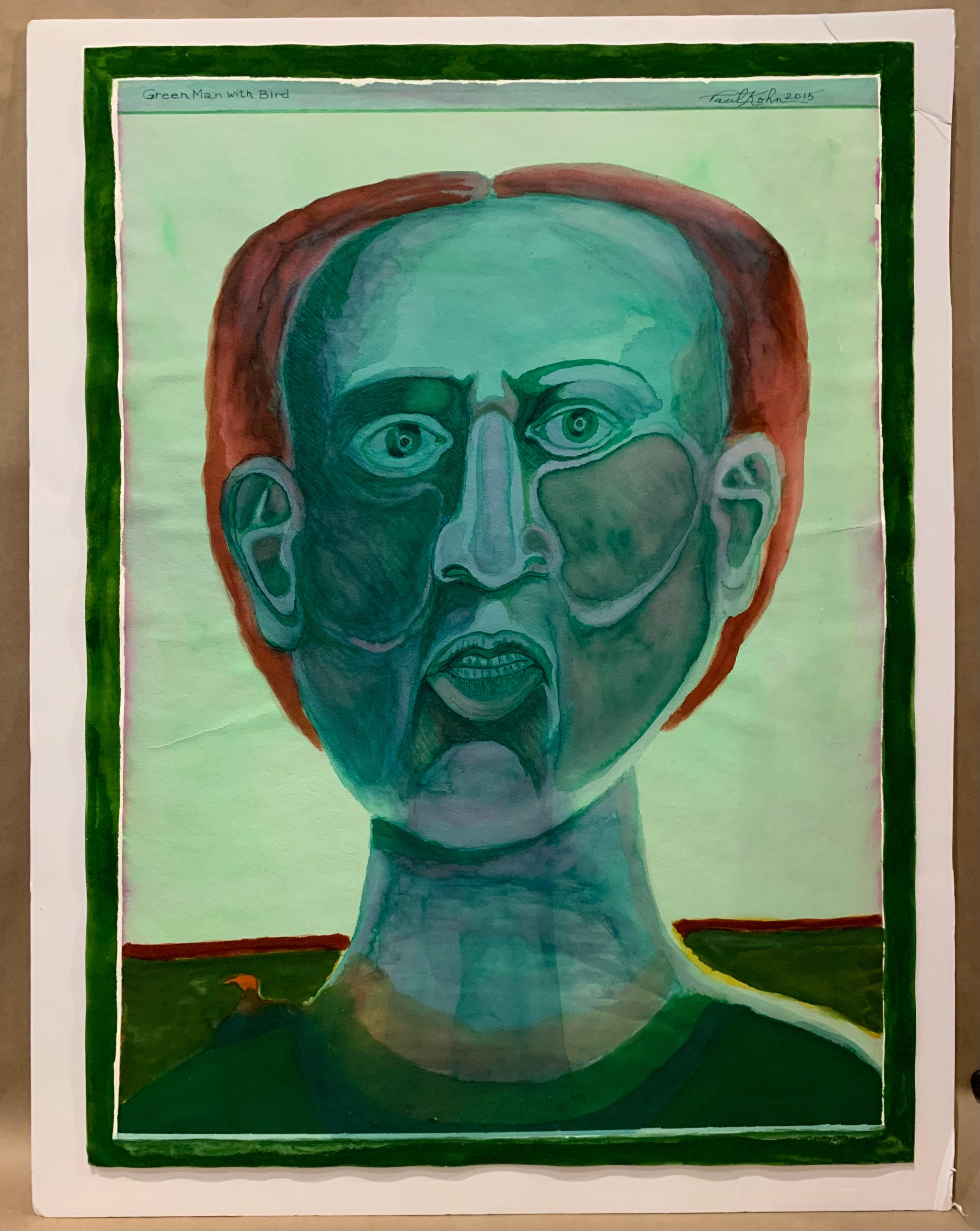 Paul Kohn 'Green Man with Bird' #388