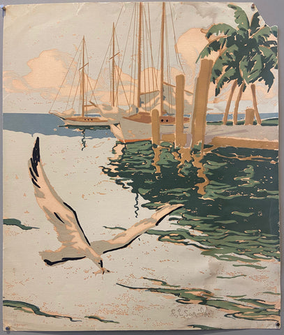 Link to  Seagull and Sailboats SilkscreenU.S.A, c. 1955  Product