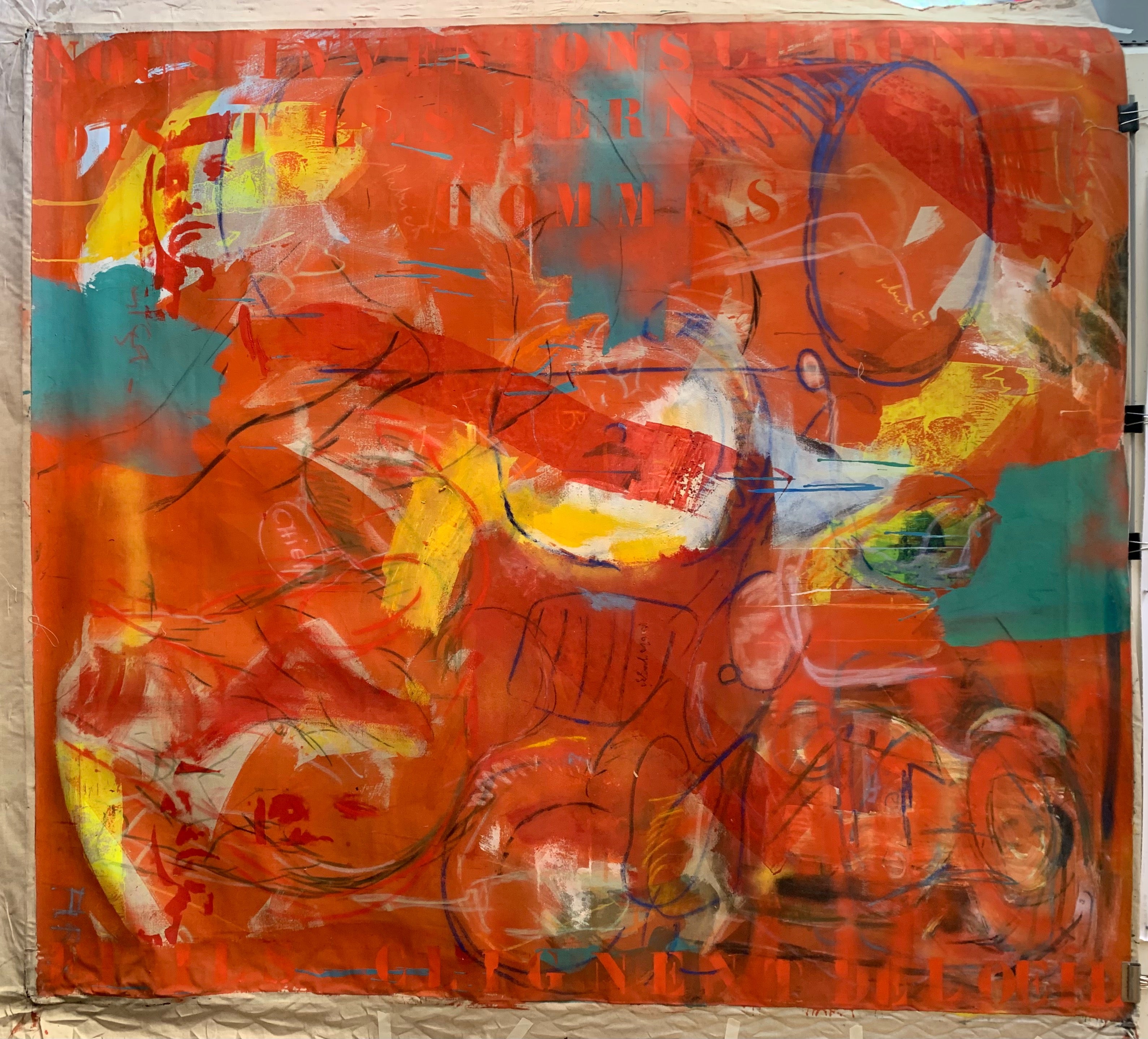 French Contemporary artist Dominique Fury was born in paris in 1953, and was part of the collective of French graphic designers Bazooka in 1974.French Contemporary artist Dominique Fury was born in paris in 1953, and was part of the collective of French graphic designers Bazooka in 1974. Paintings contain some silkscreened faces and an array of colors throughout.