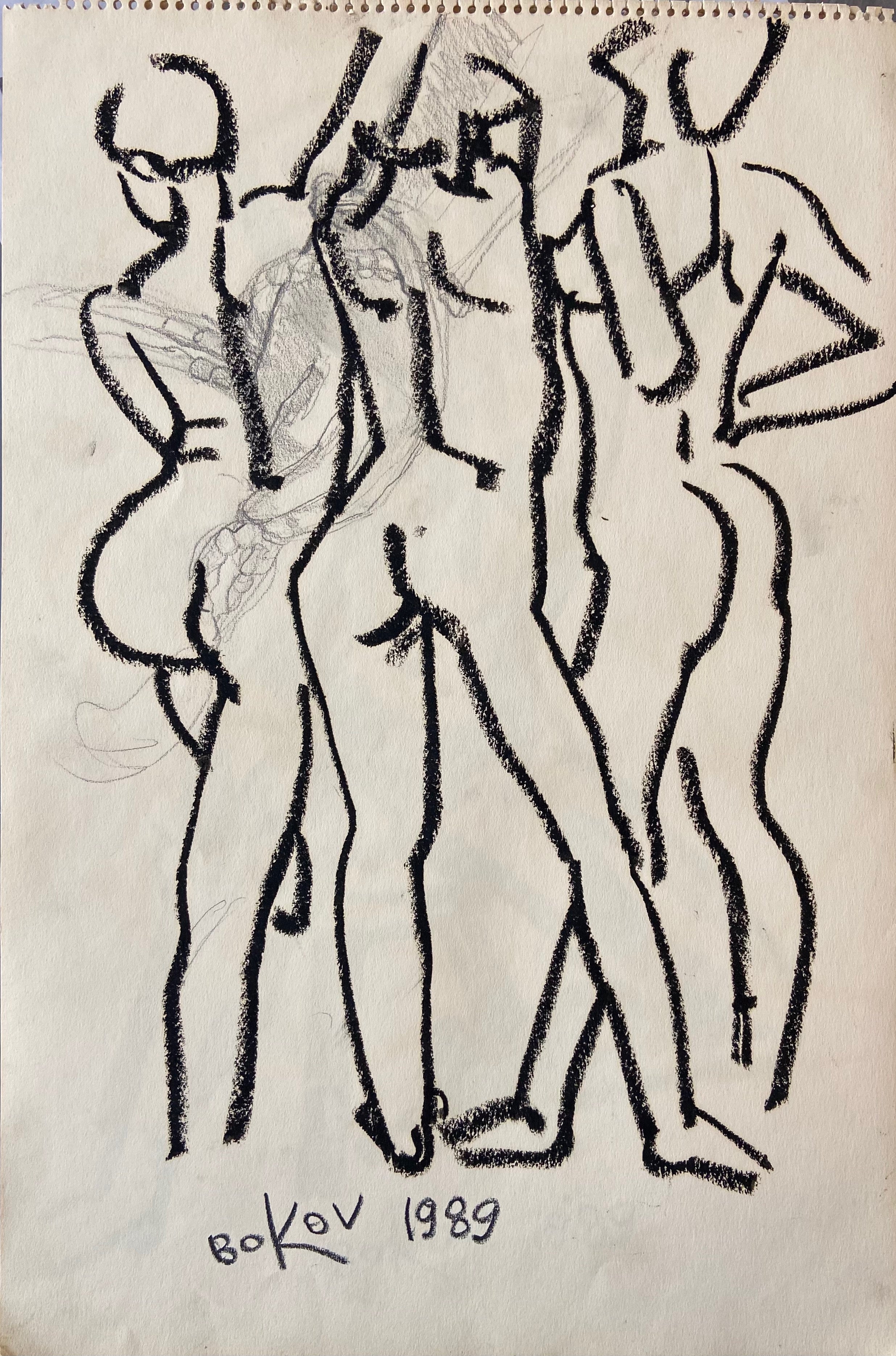 Three female nudes sketch
