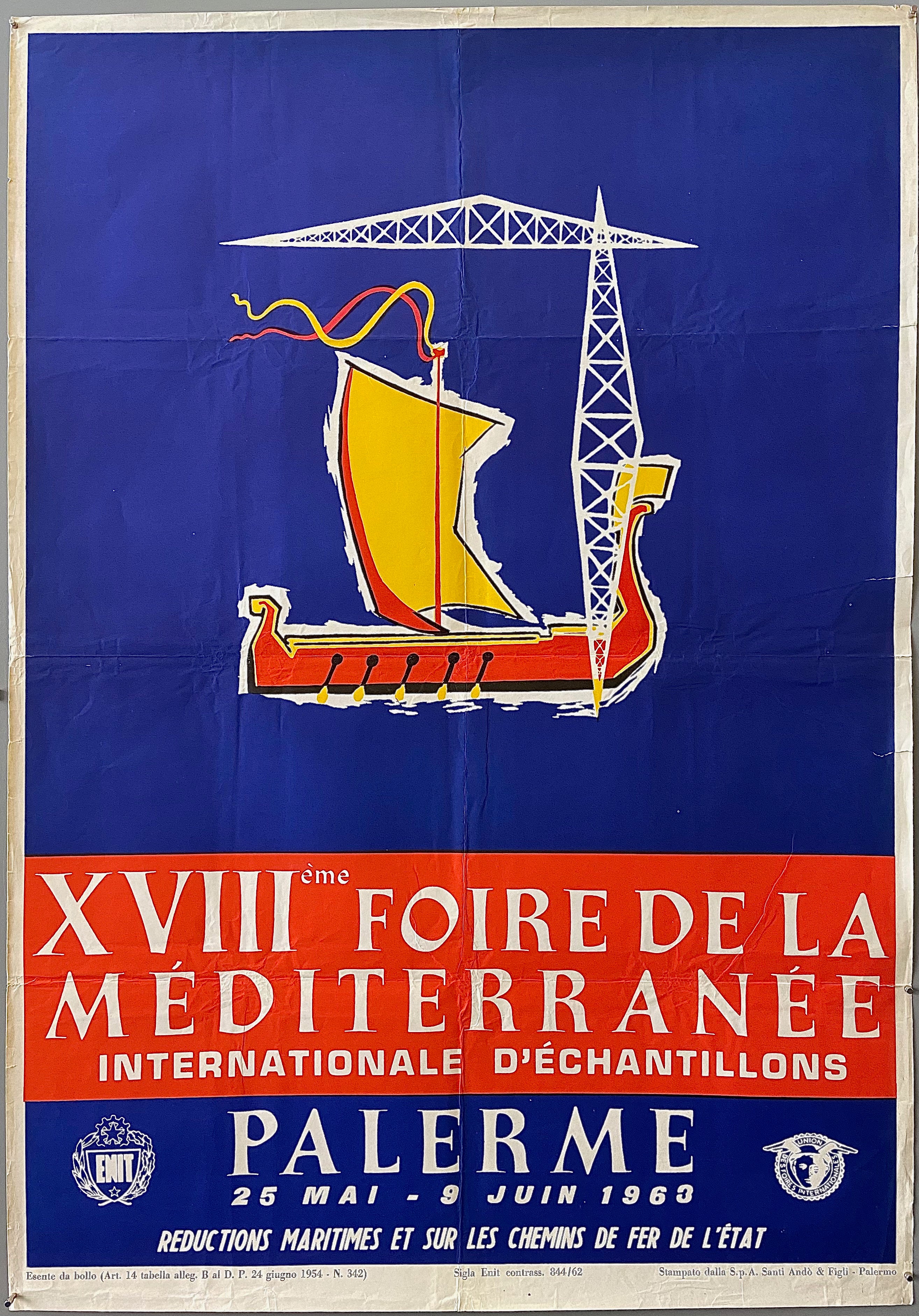 poster of a sailboat and its crew