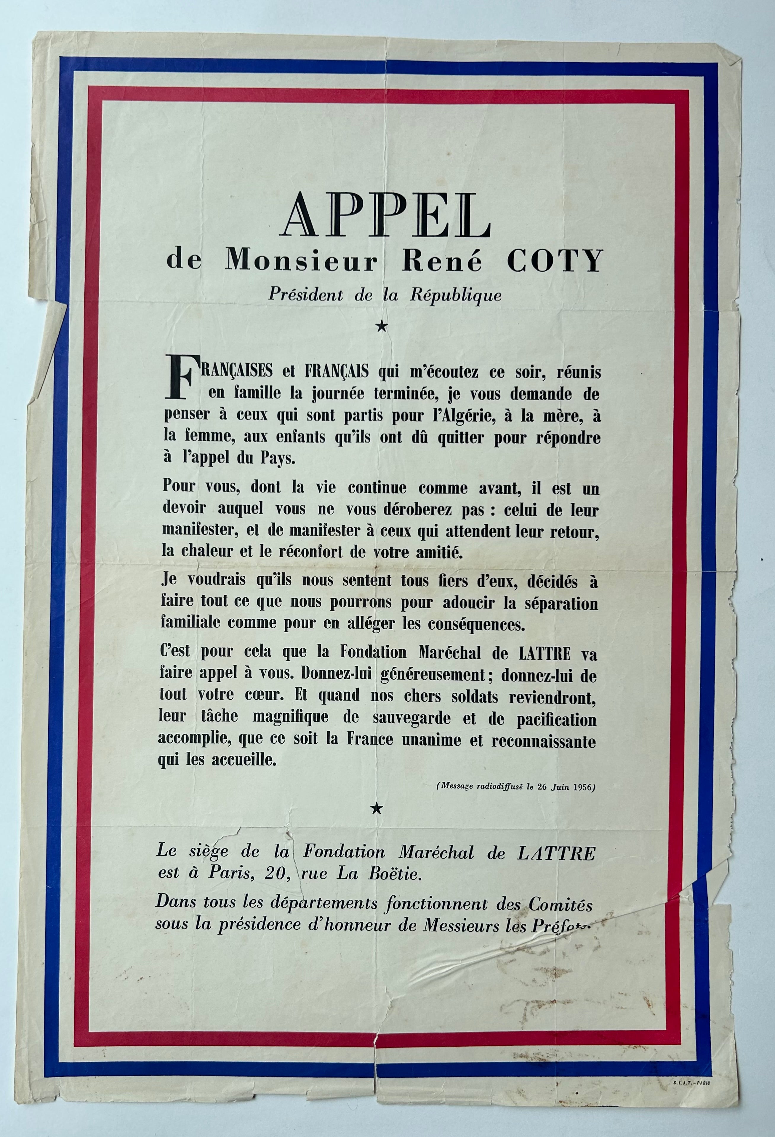 Appel de Monsieur René COTY Poster