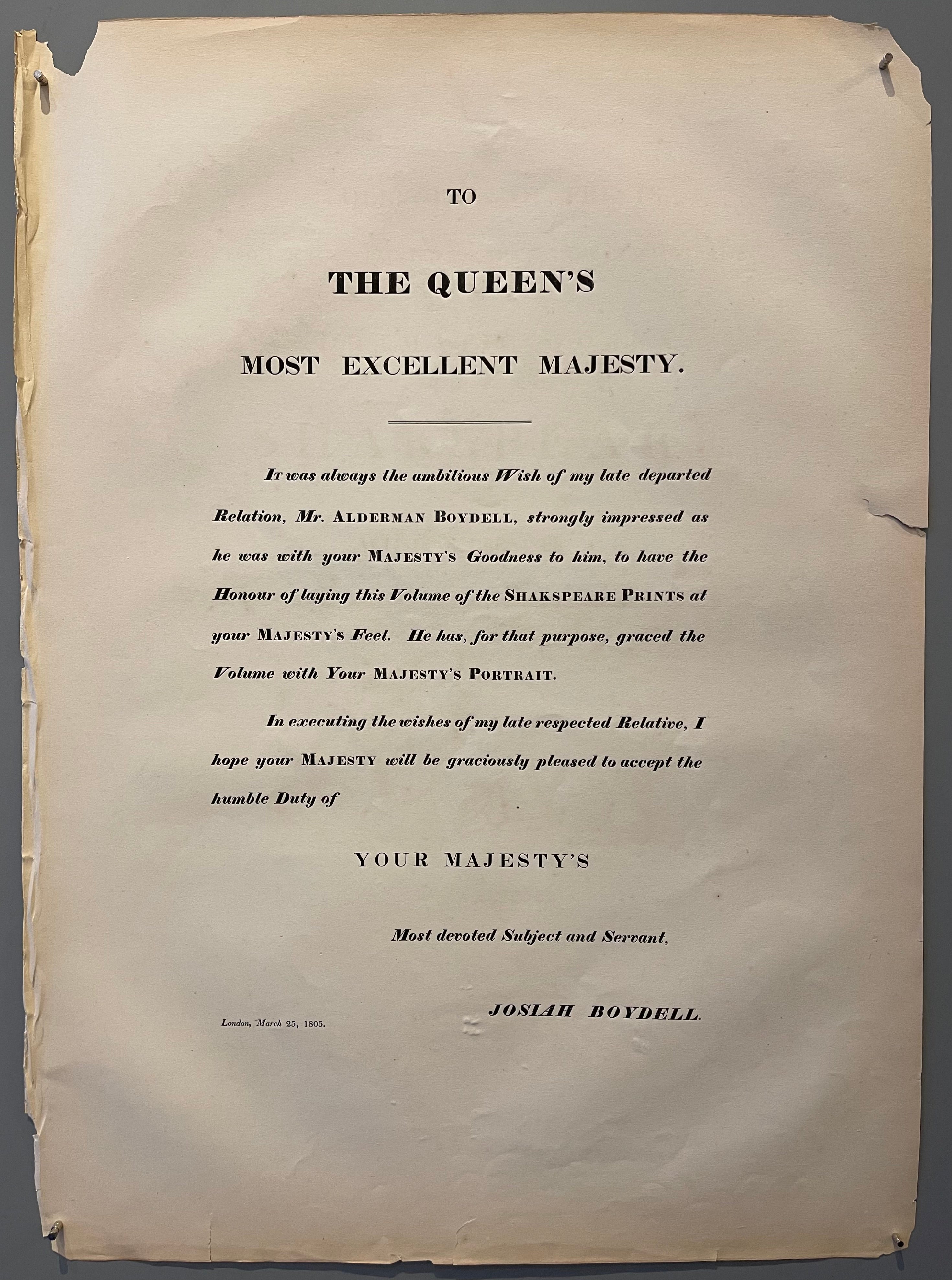 Josiah Boydell Letter to Queen Victoria – Poster Museum