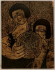 Offering Flowers and Women With Disk, Double-Sided Woodblock