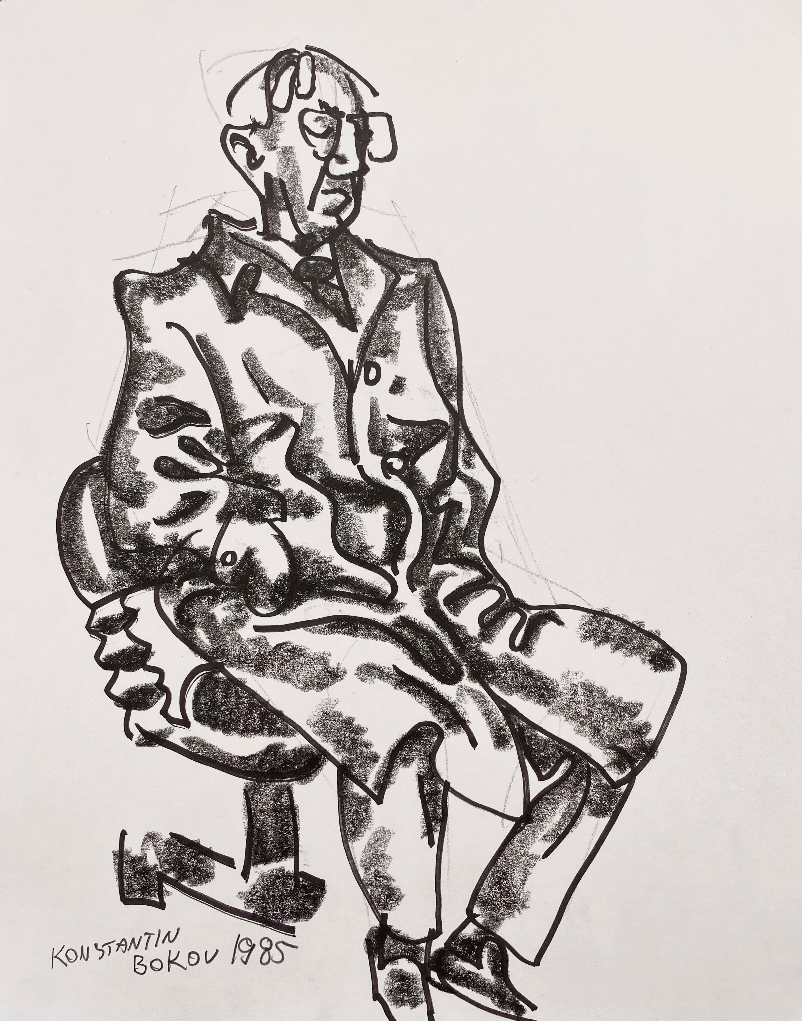charcoal drawing of a man