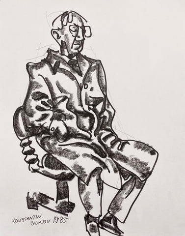 Link to A Man Napping Konstantin Bokov Charcoal DrawingU.S.A, 1985 Product