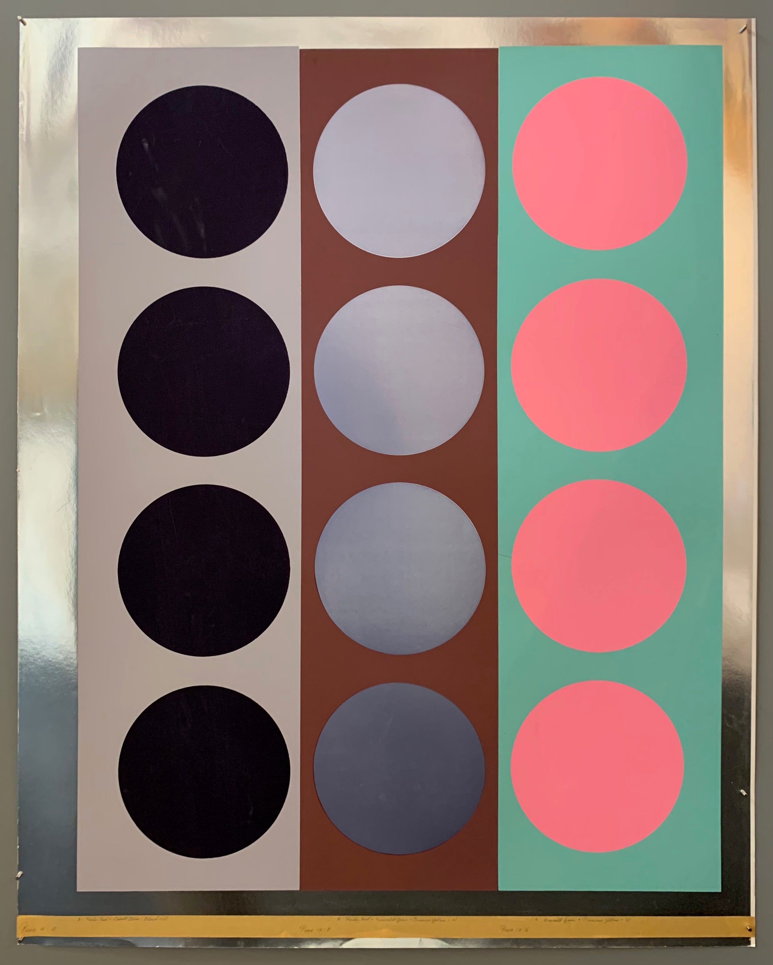 Three panels of circles