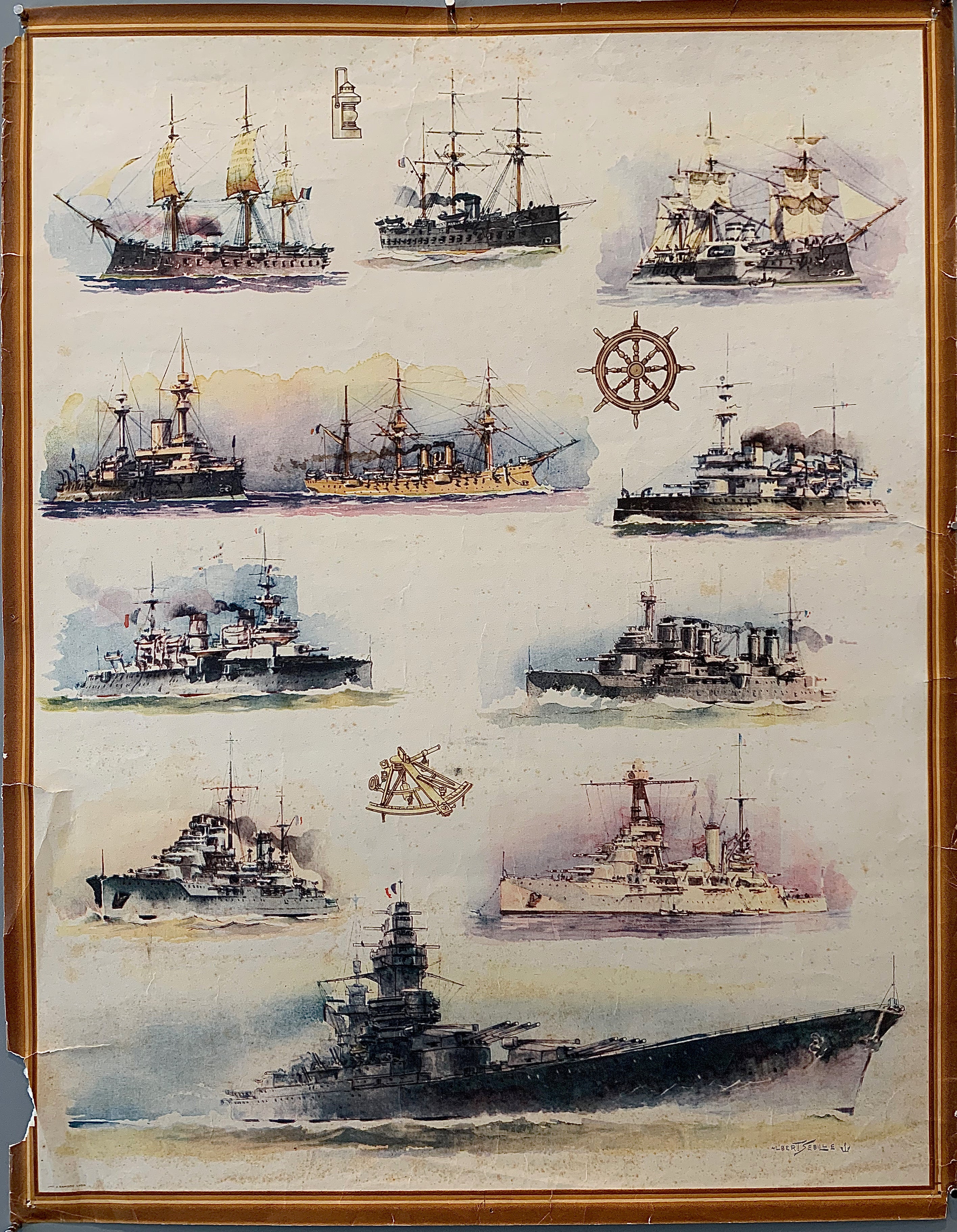 Poster with sketches of many types of boats