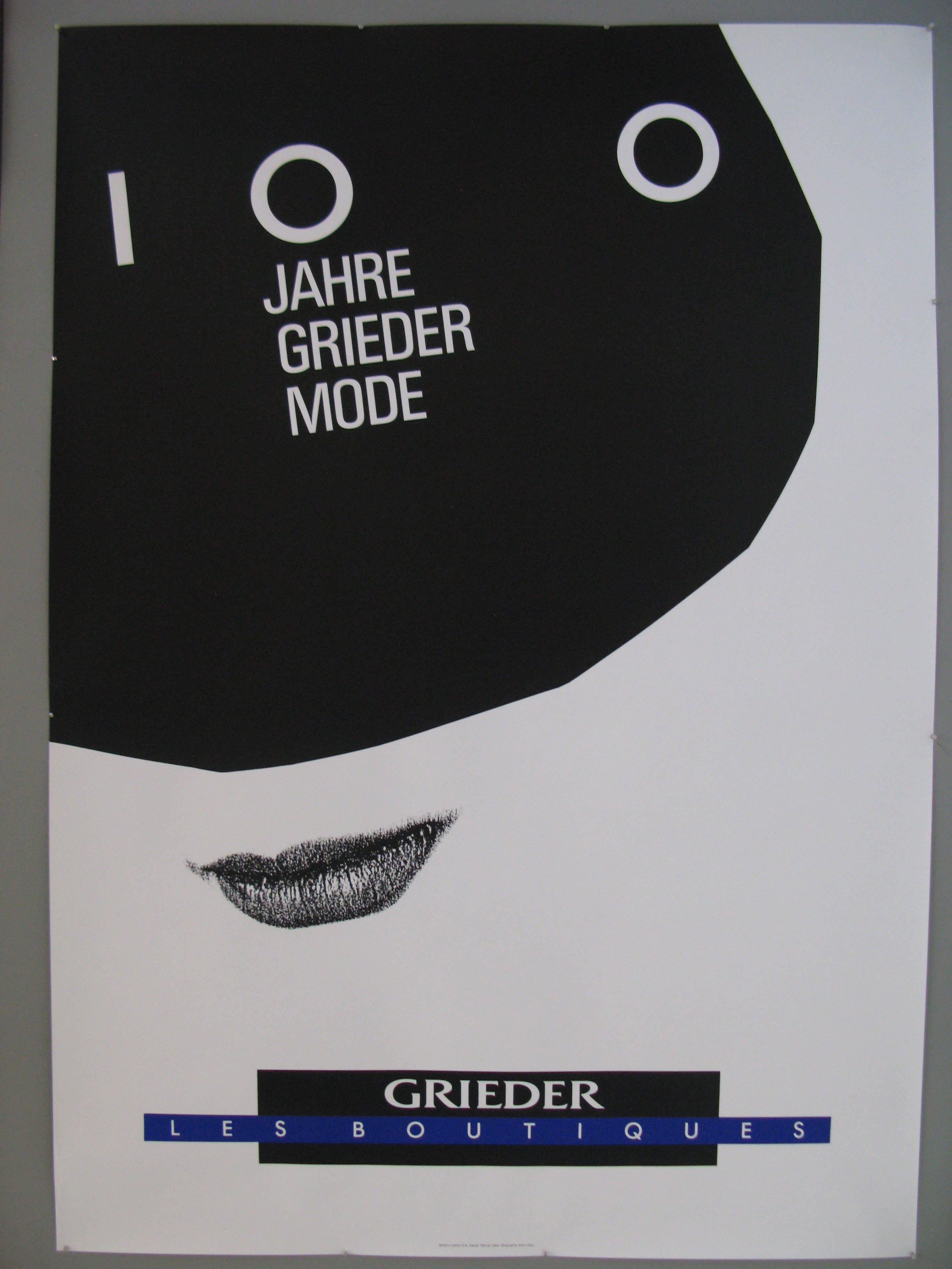 100 Jahre Grieder Mode Swiss Poster - Poster Museum