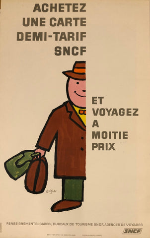 Link to  Achetez Une Carte Demi-Tarif SNCF Poster ✓France, 1974  Product