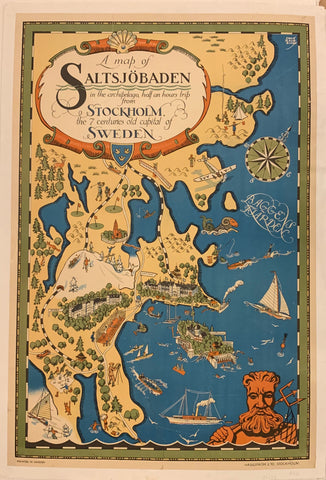 Link to  A Map of Saltsjöbaden Poster ✓Sweden, c. 1930  Product