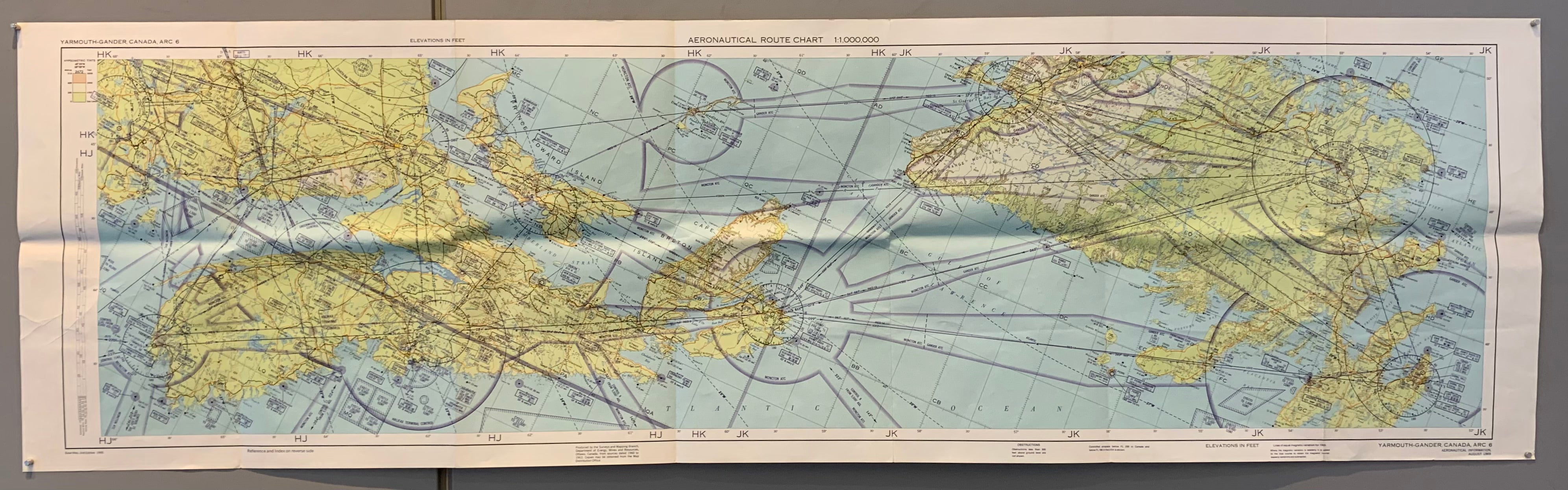Aeronautical Route Chart, Yarmouth-Gander, Canada (Double-Sided)
