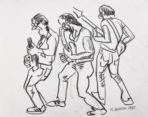 Link to Three Guitarists Konstantin Bokov Charcoal DrawingU.S.A, 1985 Product