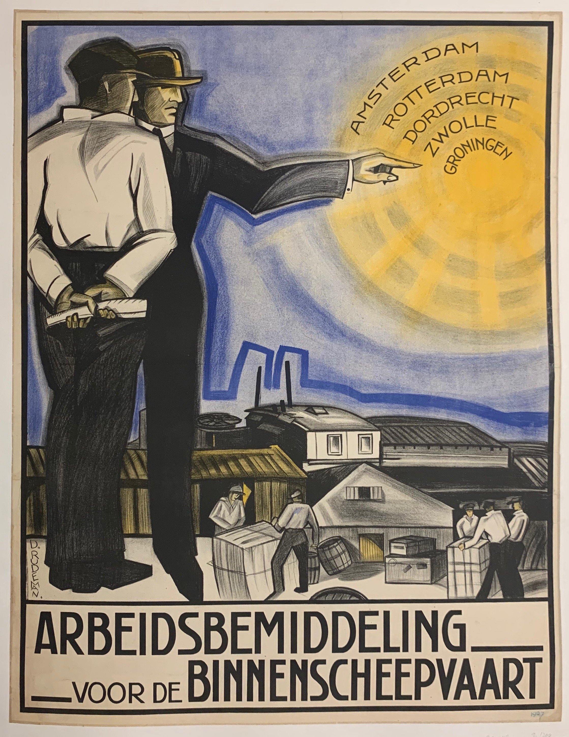 Arbeidsbemiddeling voor de Binnenscheepvaart - Poster Museum