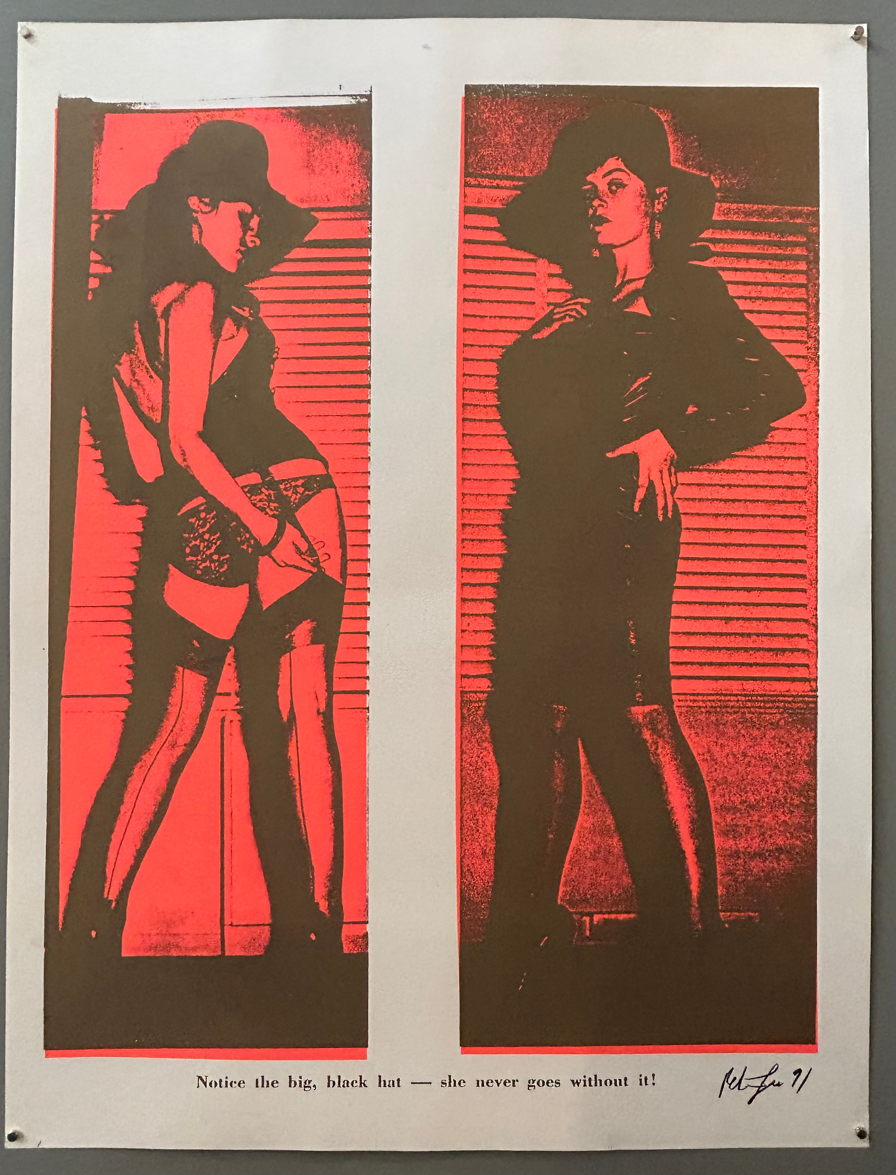 A mix of pop art-style images lay over each other in many neon colors.