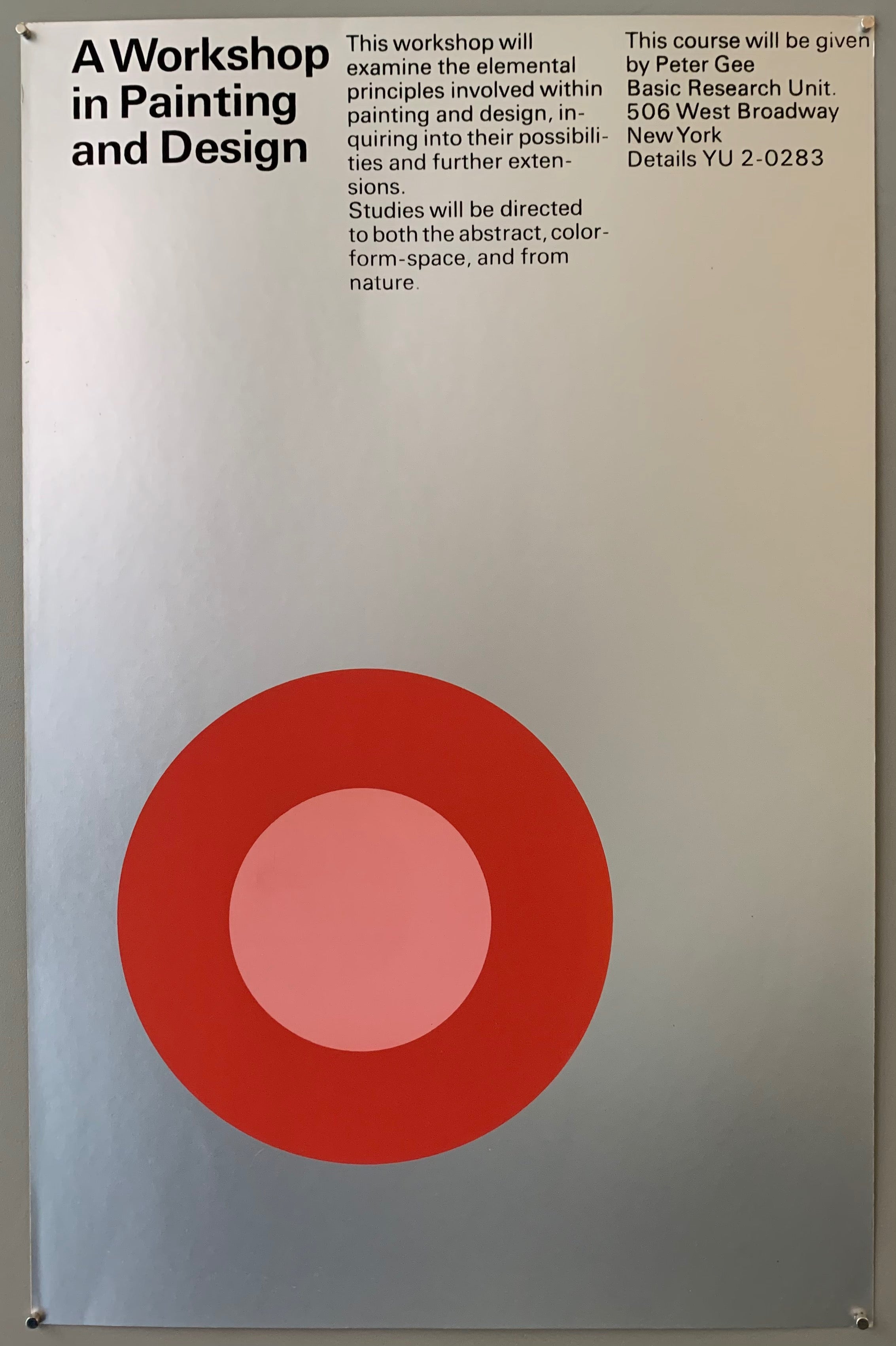 Silver poster with a red and pink target