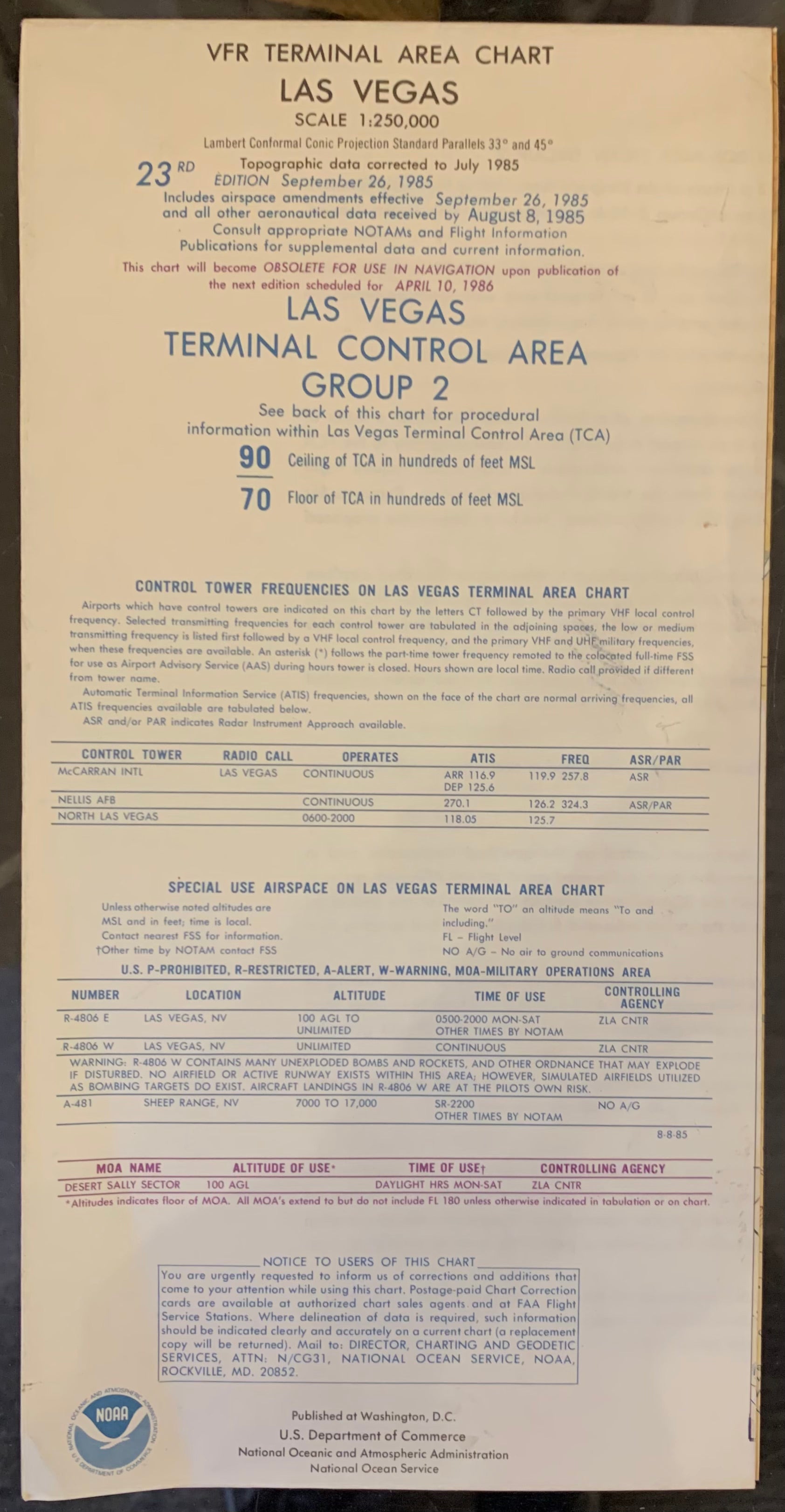 VFR TAC, Las Vegas, 23rd Edition (Double-Sided)