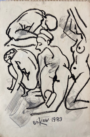 Link to Four Female Nudes Konstantin Bokov Charcoal DrawingU.S.A, 1989 Product