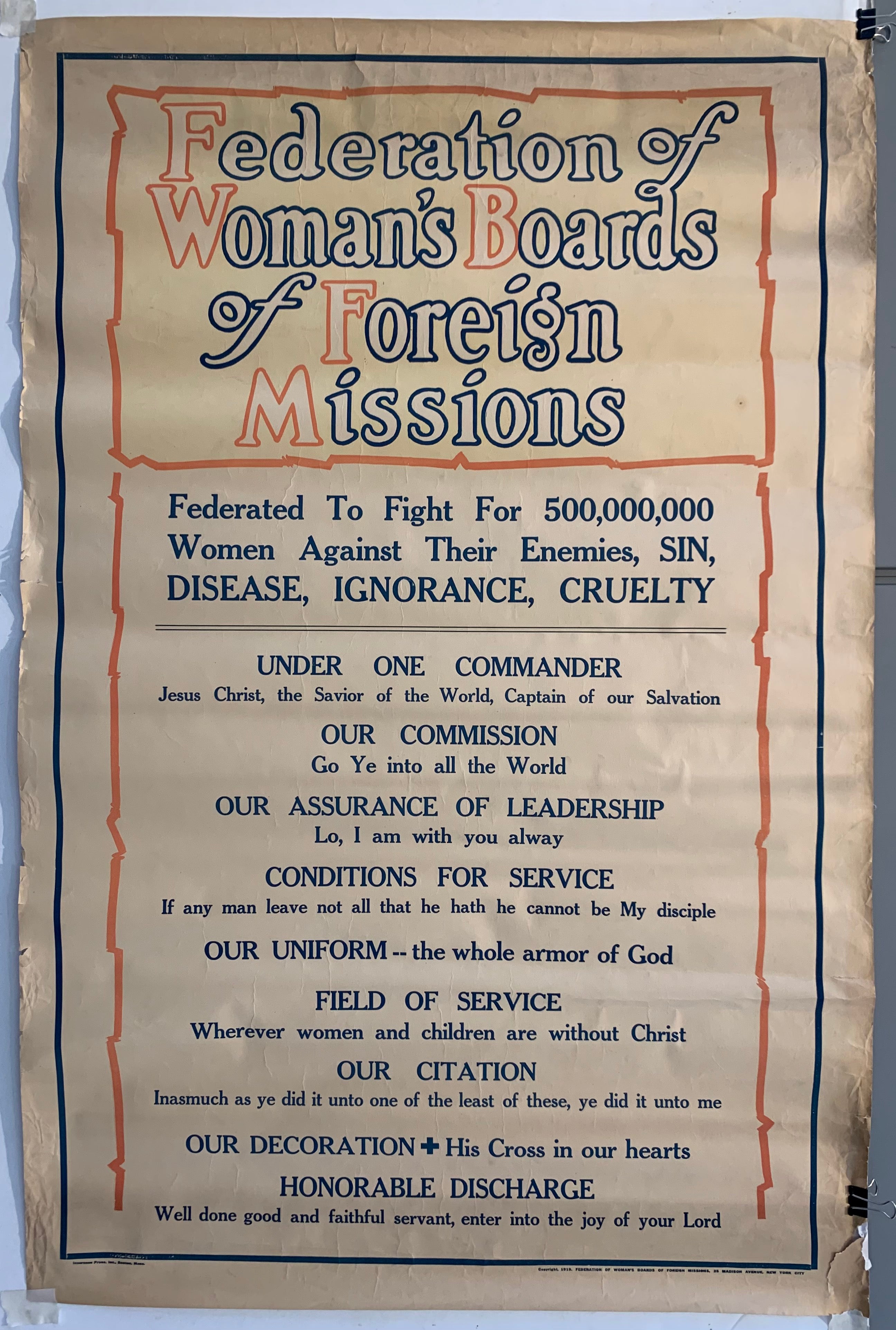 Federation of Woman's Boards of Foreign Missions Poster