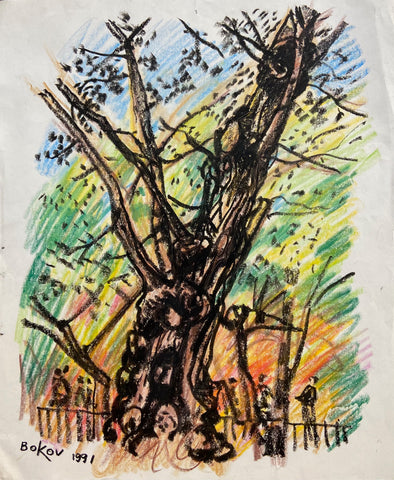 Link to Tree in a Park Konstantin Bokov Oil Stick DrawingU.S.A, 1991 Product