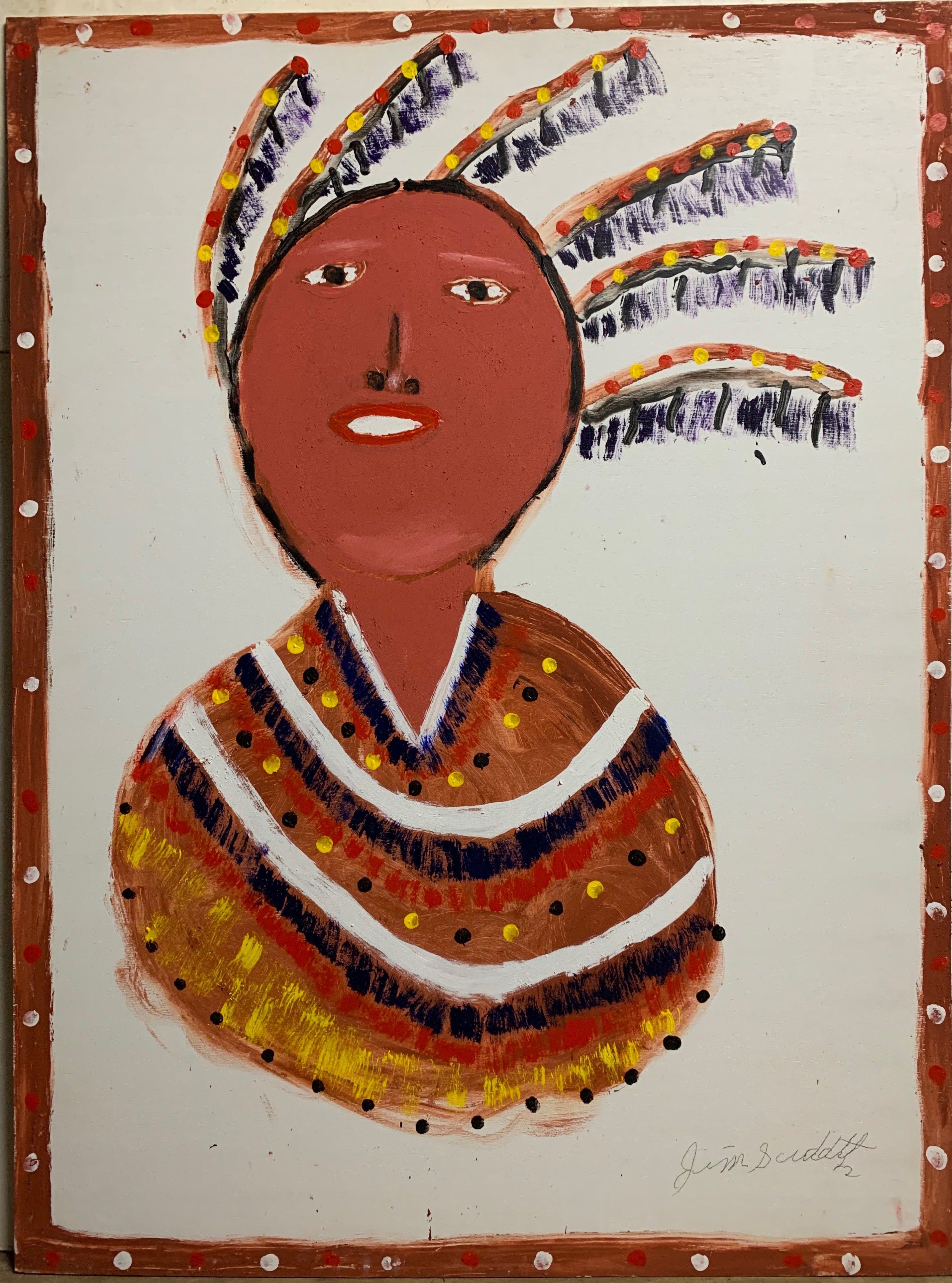 Portrait of a Native American #40, Jimmie Lee Sudduth Painting