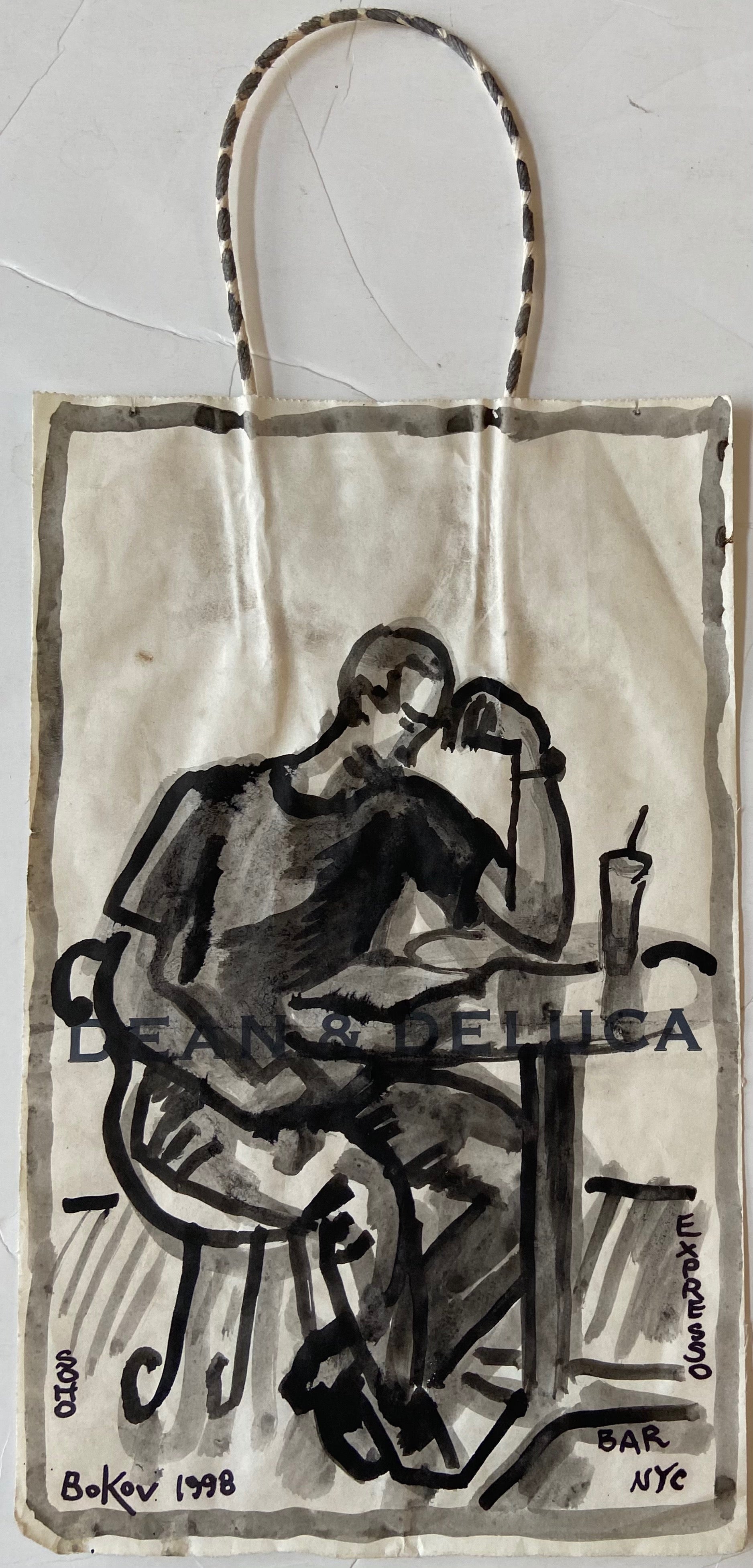 Pensive Man Paper Bag Painting