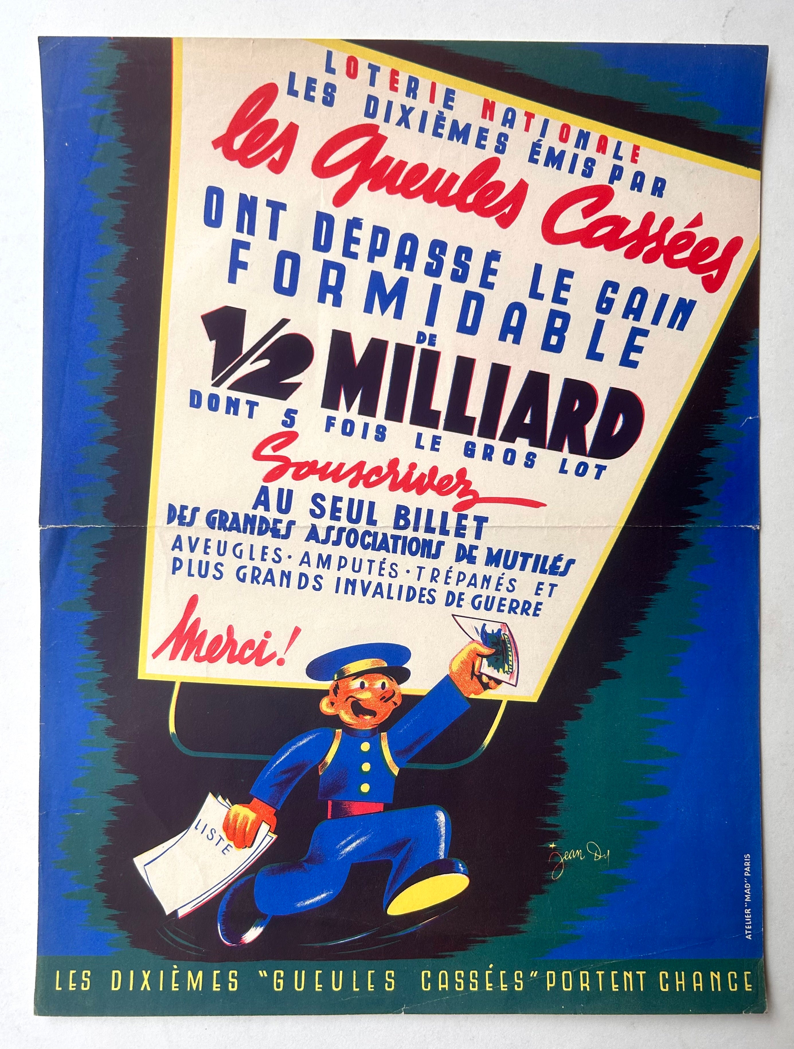 Les Gueules Cassées Loterie Nationale Poster