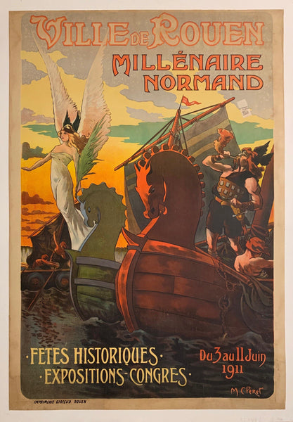 アール・ヌーヴォー　vintage poster Ville De Rouen Millénaire Normand Poster – Poster Museum