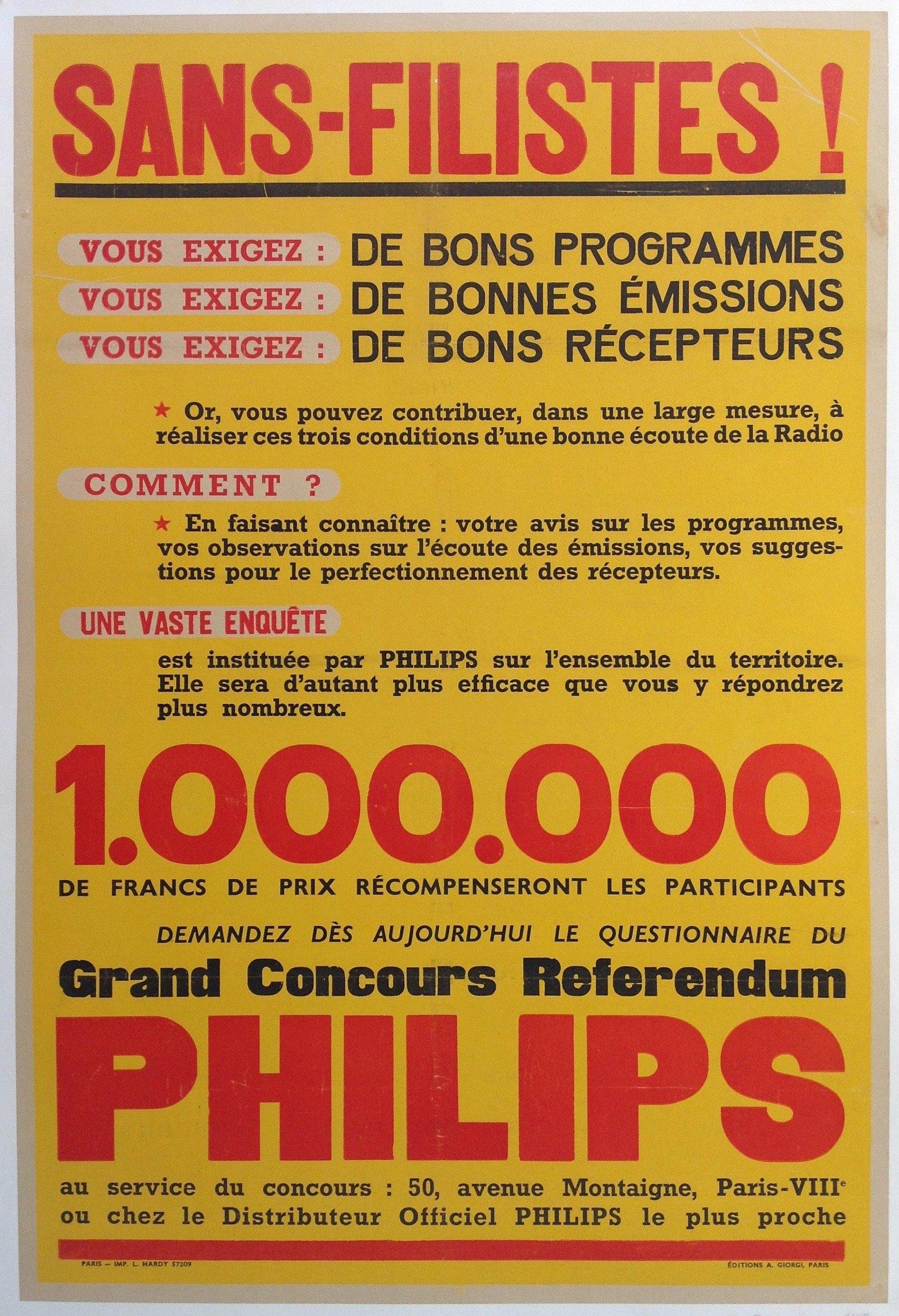 Sans-Filistes! Grand Concours Referendum Philips - Poster Museum