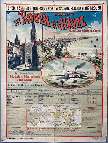 Link to  Excursions sur Rouen et le Havre PosterFrance, c. 1897  Product