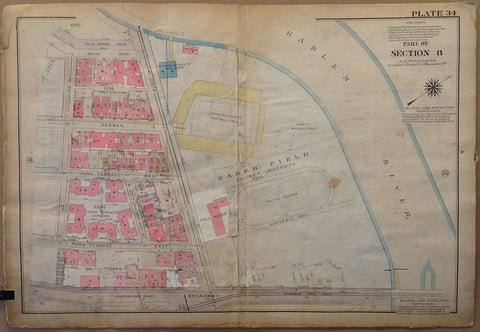 Link to NYC Bronx Map - Baker Field & Columbia UniversityU.S.A c. 1921 Product