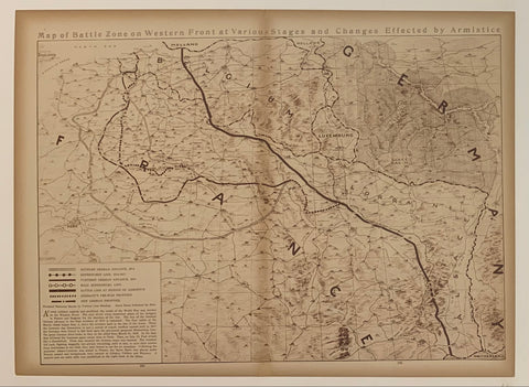 Link to  Map Of Battle Zones on Western Front At Various Stages and Changes Effected By ArmisticeUSA c.1918  Product