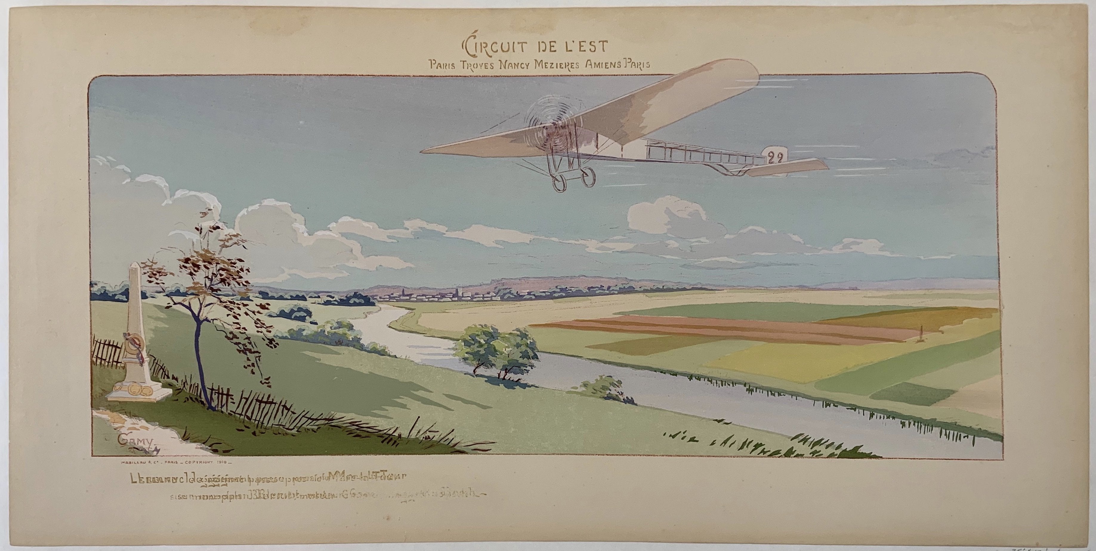 Poster of an airplane over the French countryside