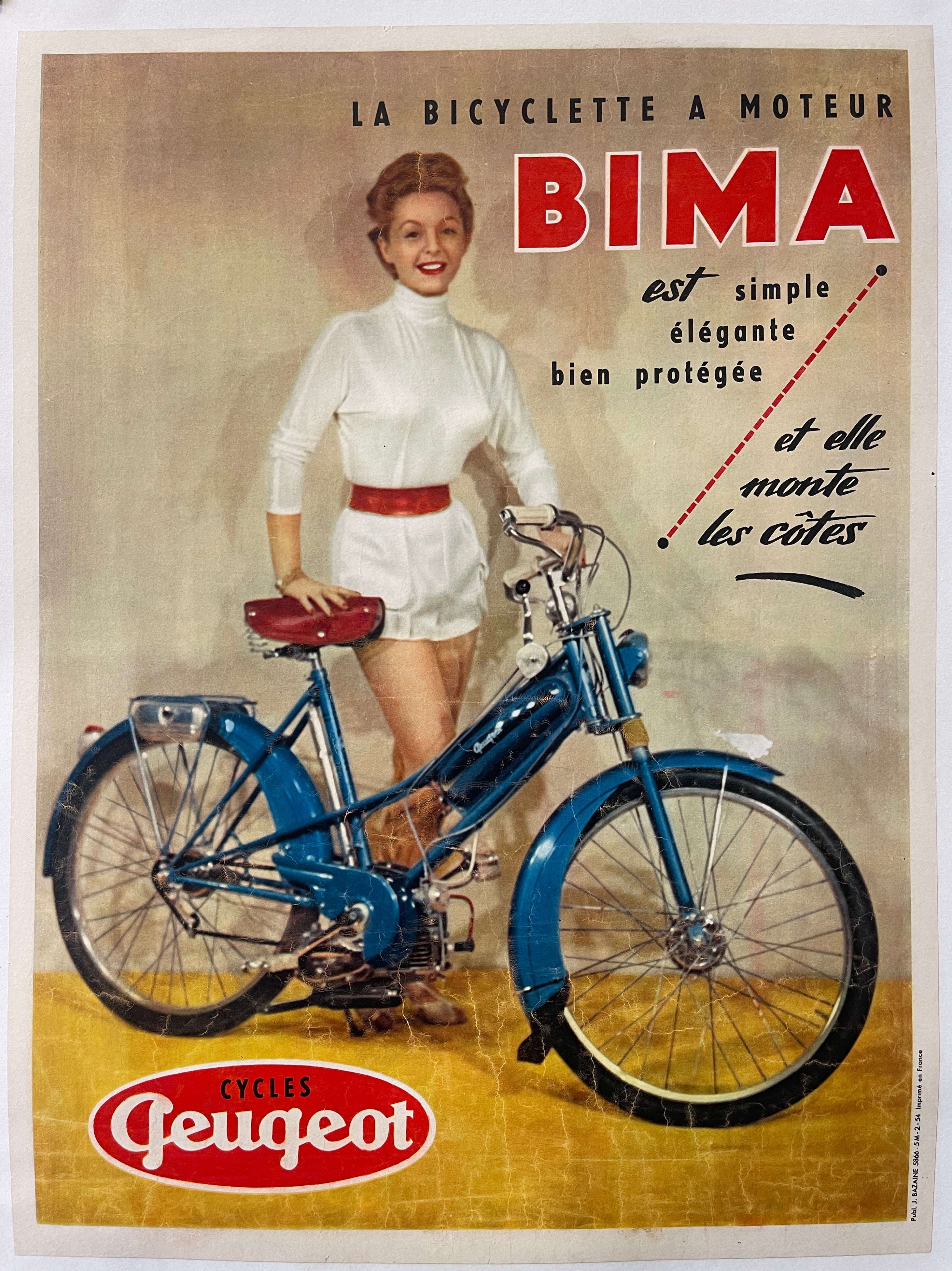 26.5 x 19 poster for Peugeot Cycles new BIMA bicycle