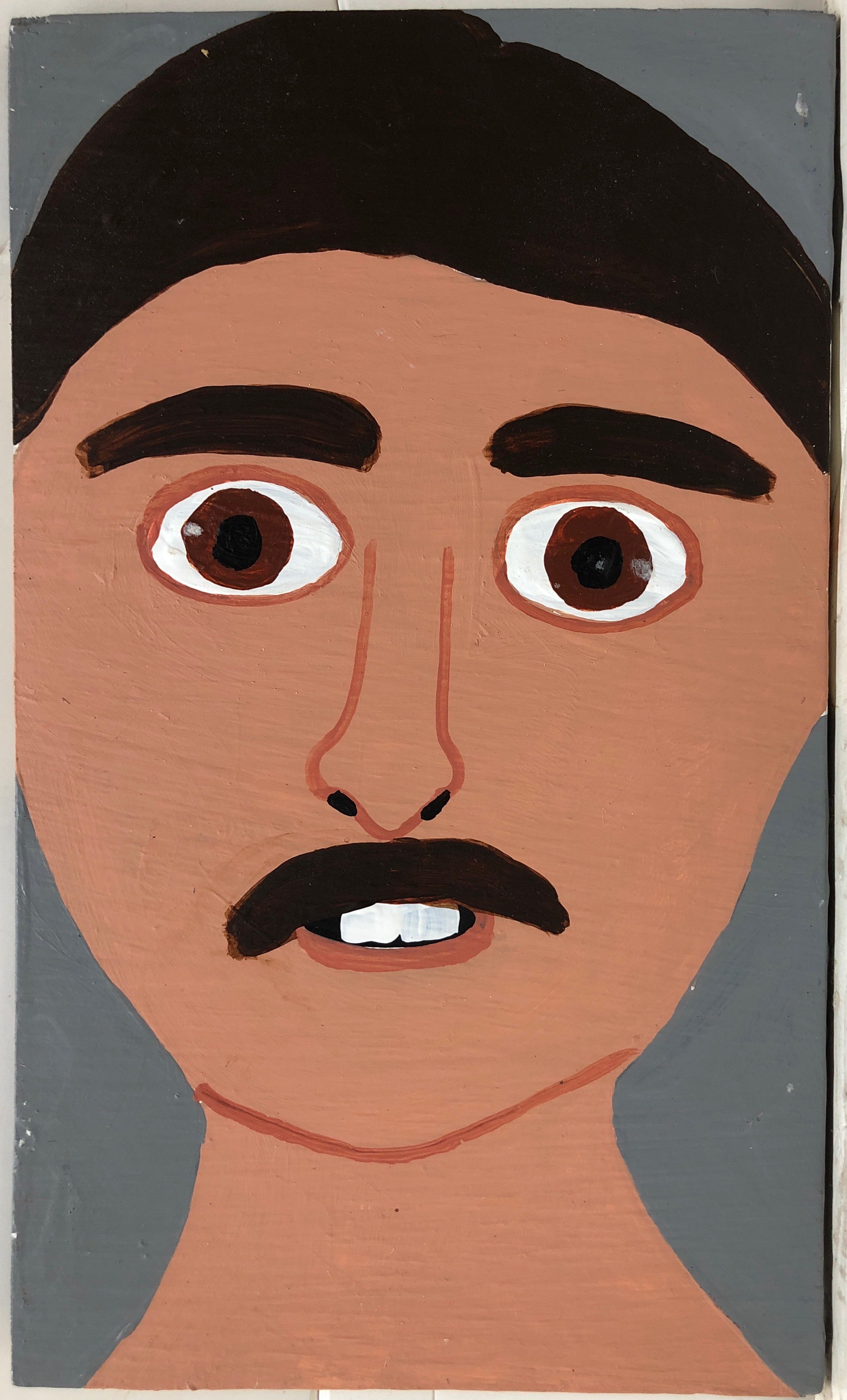 Portrait of Matthew Barnes, moustached and with an open mouth.