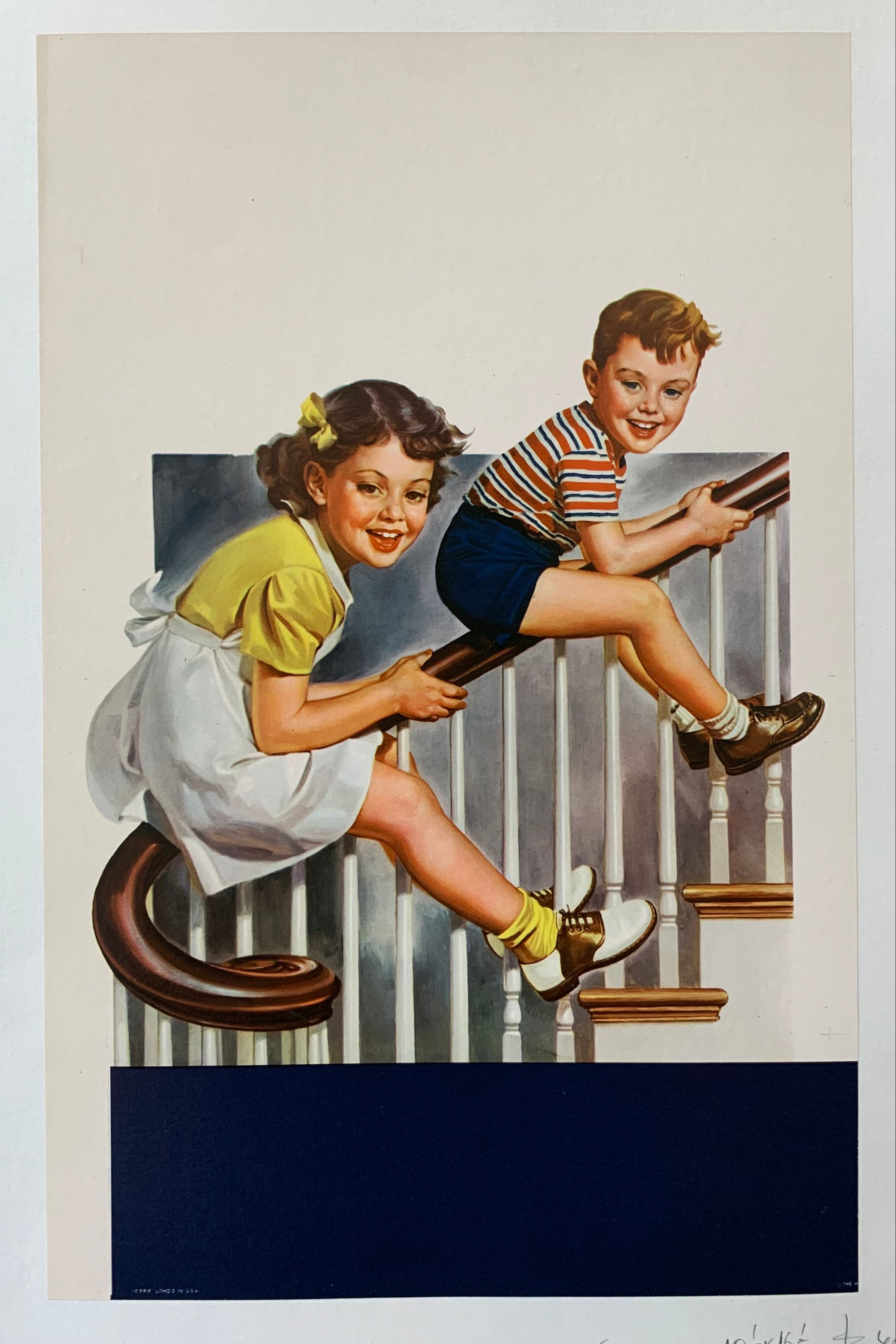 Brother And Sister On Stairs Poster