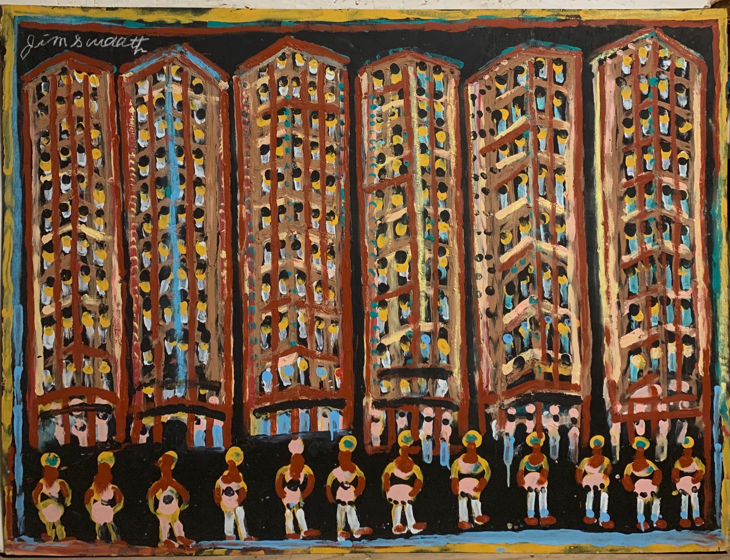 Lively Buildings #35, Jimmie Lee Sudduth Painting