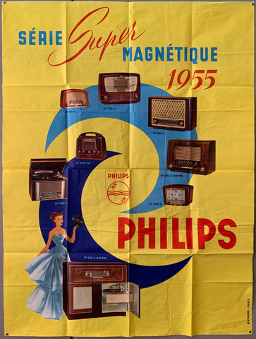 Vintage advertising poster Philips Auto Radio Circa 1950