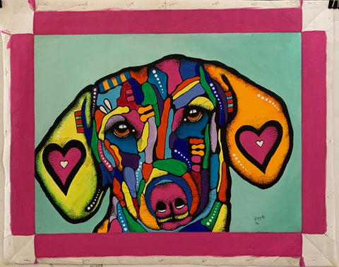 Link to  Colorful Dog With Heart Ears PaintingU.S.A, 2014  Product