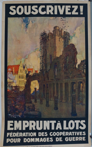 Link to Souscrivez! Emprunt a lots Federation des Cooperatives Pour Dommages De GuerreBelgium, C. 1918 Product