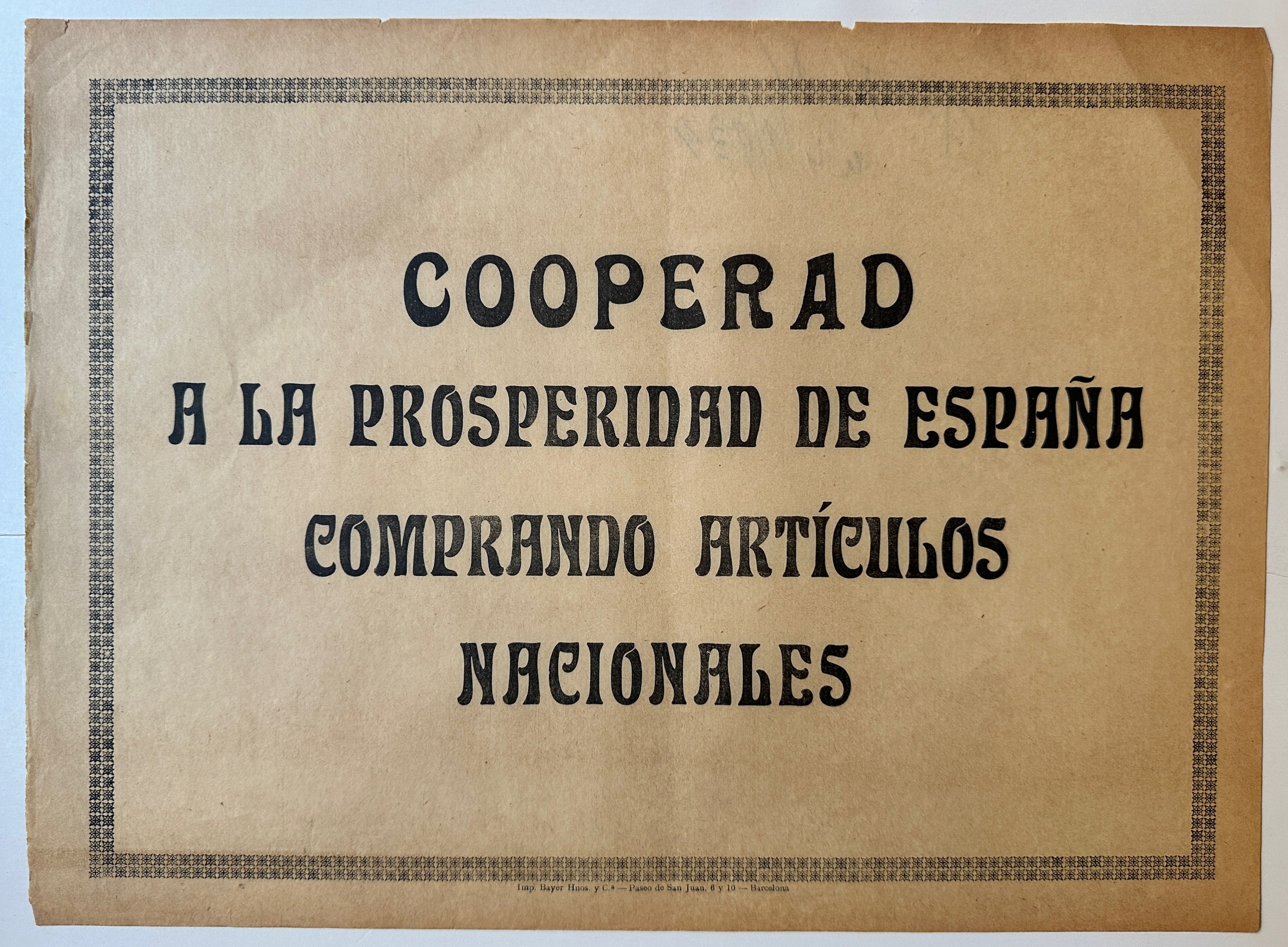 12.5x17.5 spanish civil war era poster promoting isolationist ideology and purchase of national goods, propaganda