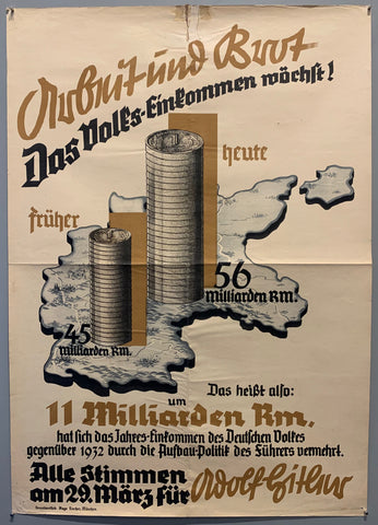 Link to Arbeit und Brot-Das Volks-Einkommen möschst! PosterGermany, c. 1930s Product